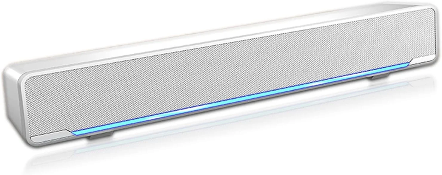 ساندبار ciciglow، ساندبار استریو سیمی USB، ساندبار استریو سه بعدی با نور تنفسی LED آبی برای تلویزیون/بلندگوهای سینمای خانگی، بازی ها، پروژکتورها، 12 اینچ