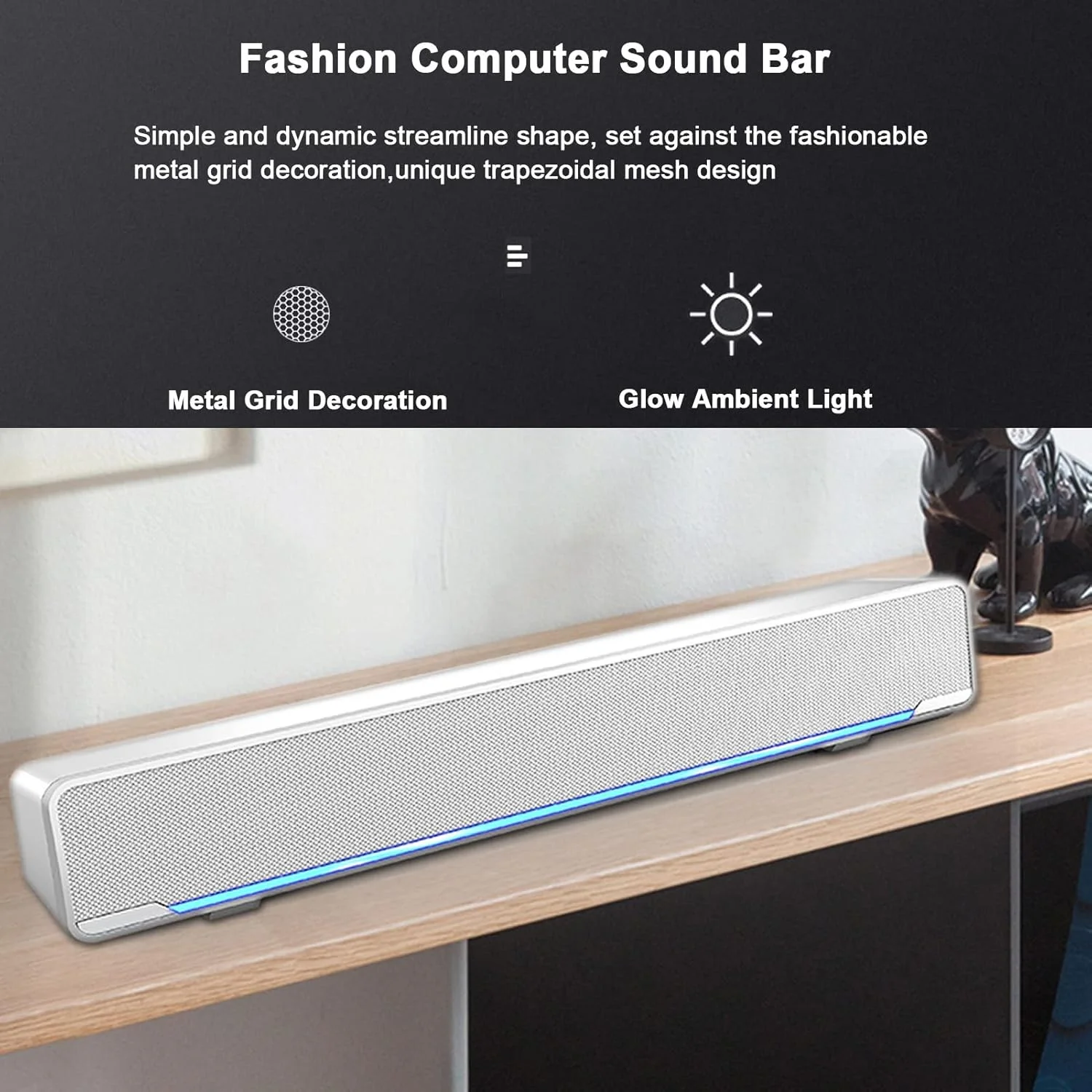 ساندبار ciciglow، ساندبار استریو سیمی USB، ساندبار استریو سه بعدی با نور تنفسی LED آبی برای تلویزیون/بلندگوهای سینمای خانگی، بازی ها، پروژکتورها، 12 اینچ ساندبار ciciglow، ساندبار استریو سیمی USB، ساندبار استریو سه بعدی با نور تنفسی LED آبی برای تلویزیون/بلندگوهای سینمای خانگی، بازی ها، پروژکتورها، 12 اینچ