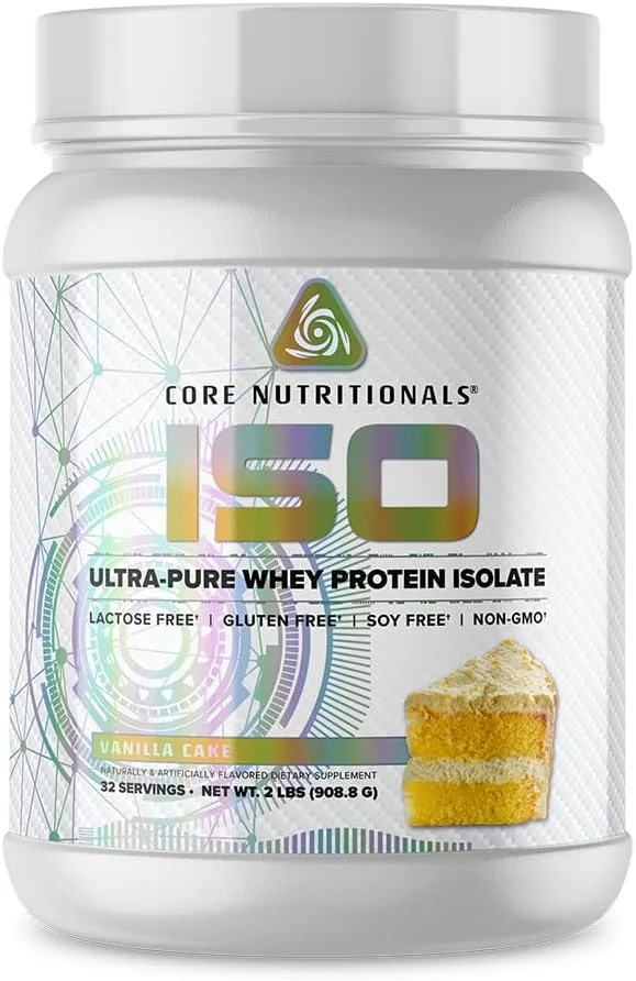 پروتئین وی ایزوله Core Nutritionals | بدون لاکتوز، گلوتن و سویا | 100% میکرو فیلتر شده، پرس سرد | 25 گرم پروتئین | 2 پوند (کیک وانیلی) پروتئین وی ایزوله Core Nutritionals | بدون لاکتوز، گلوتن و سویا | 100% میکرو فیلتر شده، پرس سرد | 25 گرم پروتئین | 2 پوند (کیک وانیلی)