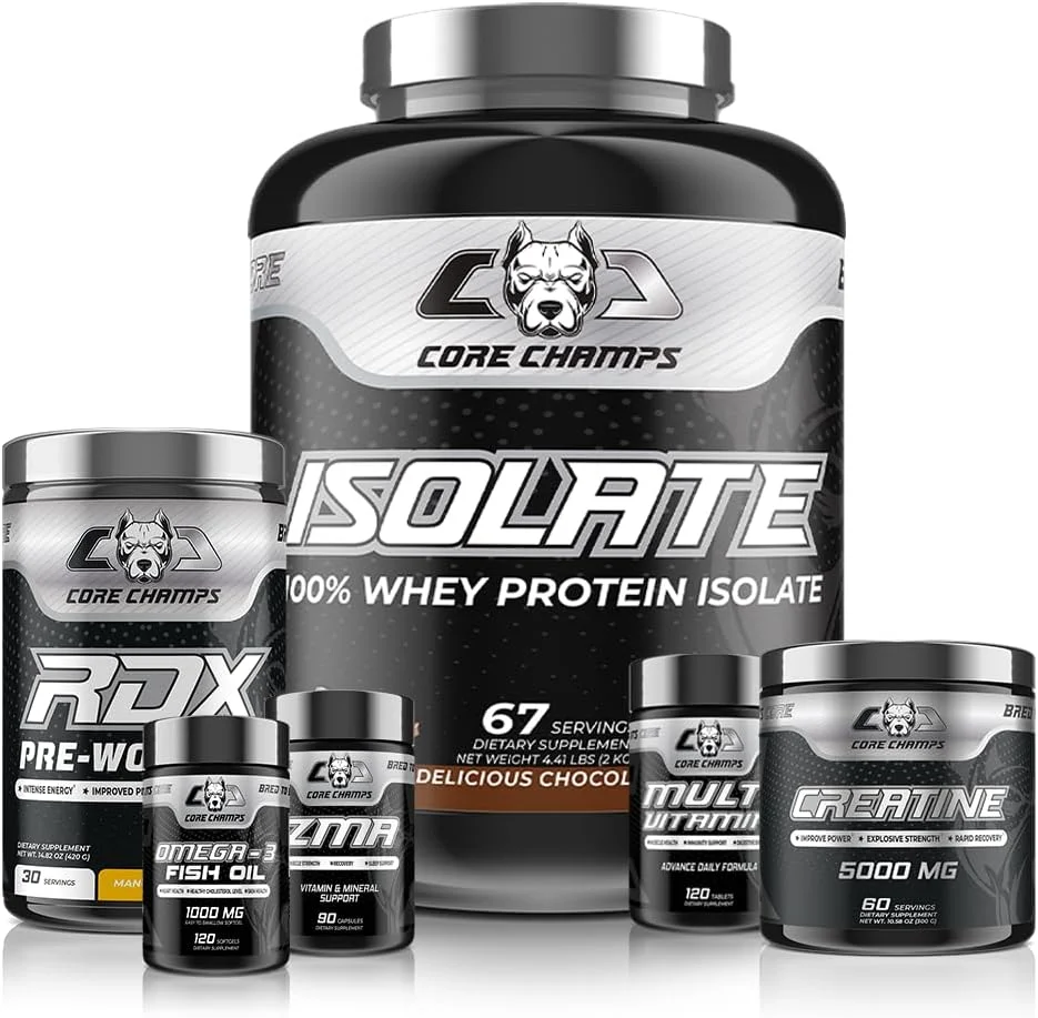 بسته های مکمل کور چمپز - پروتئین وی شکلاتی 5 پوندی + کراتین 60 سروینگ + مکمل قبل از تمرین RDX با طعم انبه 30 سروینگ + مولتی ویتامین 120 عددی + ZMB6 60 سروینگ + روغن ماهی 120 سروینگ بسته های مکمل کور چمپز - پروتئین وی شکلاتی 5 پوندی + کراتین 60 سروینگ + مکمل قبل از تمرین RDX با طعم انبه 30 سروینگ + مولتی ویتامین 120 عددی + ZMB6 60 سروینگ + روغن ماهی 120 سروینگ