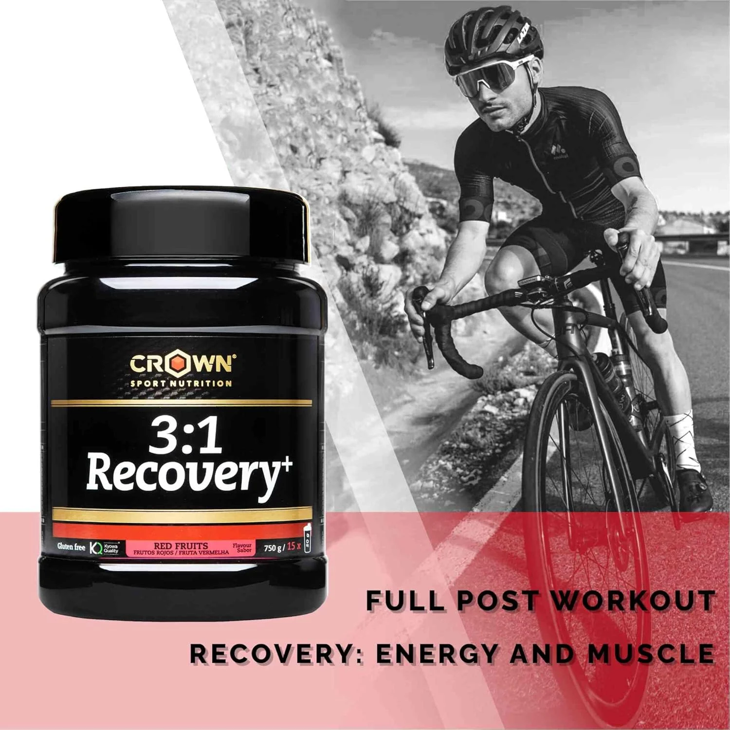 Crown Sport Nutrition 3:1 Recovery+ ریکاوری عضلات با پروتئین وی ایزوله. جذب سریع و محتوای بالای آمینو اسید (بطری 750 گرمی) (750 گرم، شکلاتی)