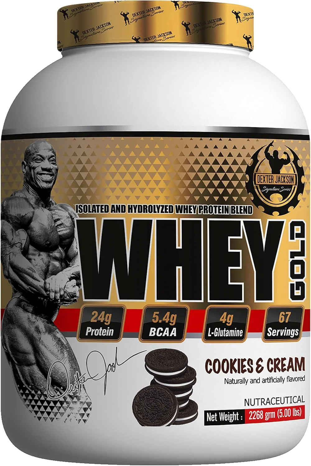 پروتئین وی گلد سری امضای دکستر جکسون (2.27 کیلوگرم، کوکی و خامه) پروتئین وی گلد سری امضای دکستر جکسون (2.27 کیلوگرم، کوکی و خامه)