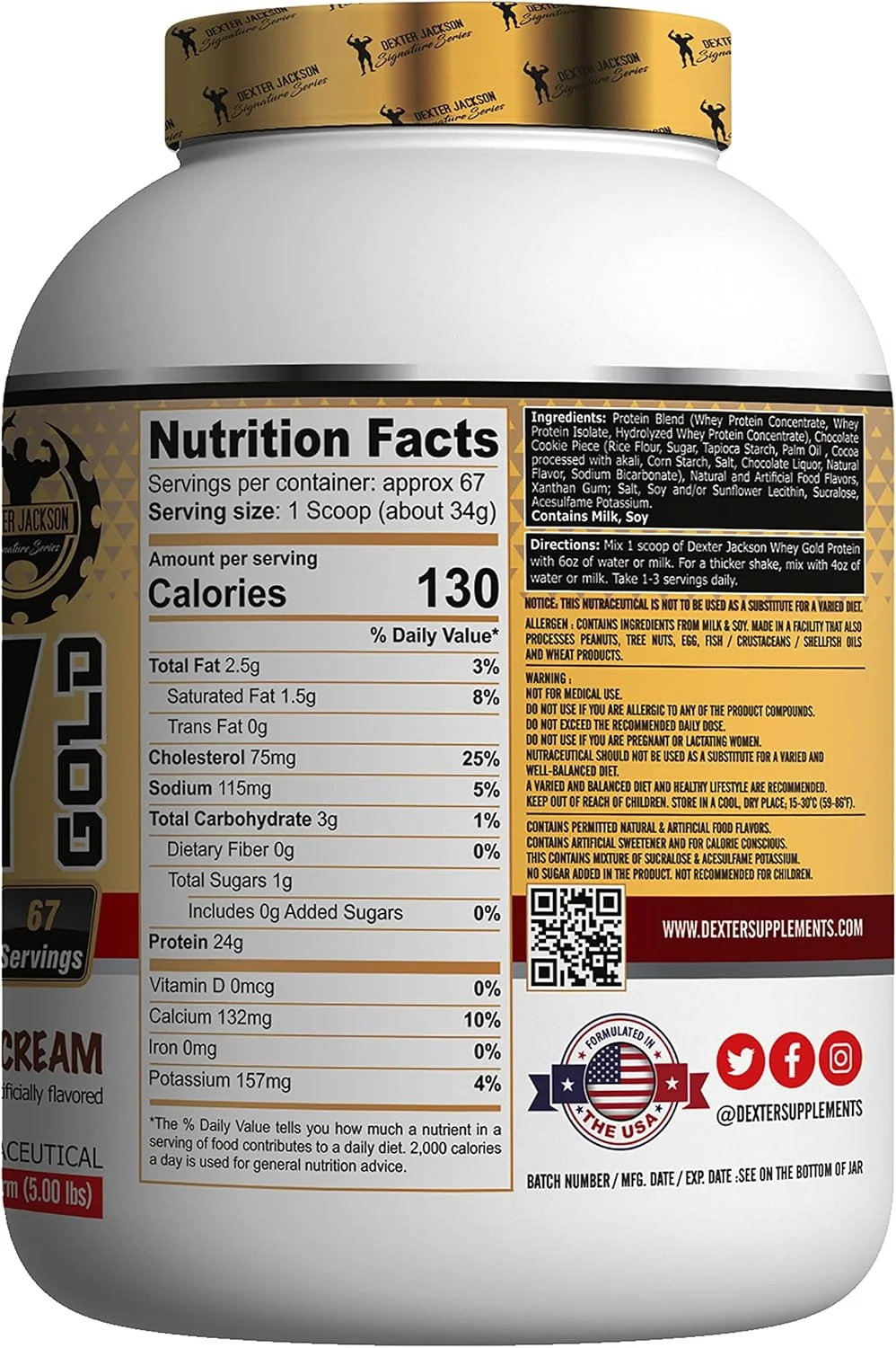 پروتئین وی گلد سری امضای دکستر جکسون (2.27 کیلوگرم، کوکی و خامه) پروتئین وی گلد سری امضای دکستر جکسون (2.27 کیلوگرم، کوکی و خامه)