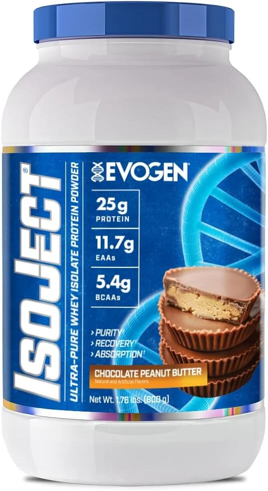 ایزوژکت ایوژن - پروتئین وی ایزوله | پودر پروتئین وی فوق خالص با آنزیم های ایگنایتور، بی سی ای ای و ای ای ای | جذب و ریکاوری تقویت شده | کره بادام زمینی شکلاتی | 25 سروینگ