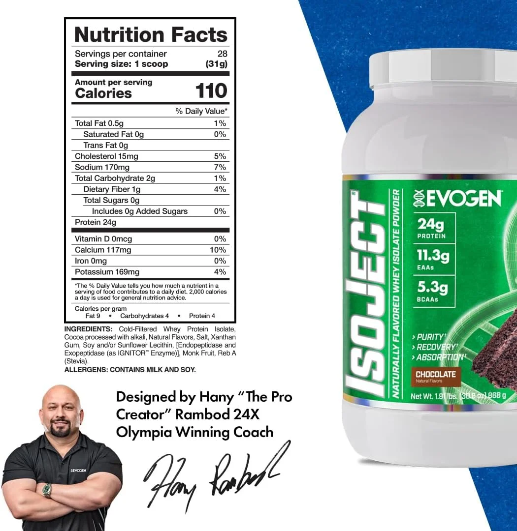 ایزوژکت نچرالز Evogen - پروتئین وی ایزوله | طعم دهنده طبیعی، پودر پروتئین وی فوق خالص با آنزیم های Ignitor™، BCAAs و EAAs | جذب و ریکاوری بهبود یافته | شکلاتی | 28 سروینگ ایزوژکت نچرالز Evogen - پروتئین وی ایزوله | طعم دهنده طبیعی، پودر پروتئین وی فوق خالص با آنزیم های Ignitor™، BCAAs و EAAs | جذب و ریکاوری بهبود یافته | شکلاتی | 28 سروینگ