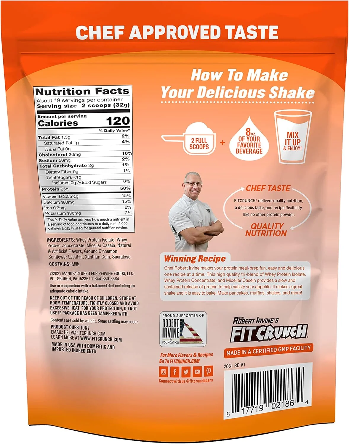 پودر پروتئین وی FITCRUNCH طراحی شده توسط رابرت ایروین، 120 کالری، 25 گرم پروتئین و 1 گرم شکر، فناوری میکسولوژی، بدون گلوتن، بدون سویا و غیر GMO (پیچ دارچینی) پودر پروتئین وی FITCRUNCH طراحی شده توسط رابرت ایروین، 120 کالری، 25 گرم پروتئین و 1 گرم شکر، فناوری میکسولوژی، بدون گلوتن، بدون سویا و غیر GMO (پیچ دارچینی)