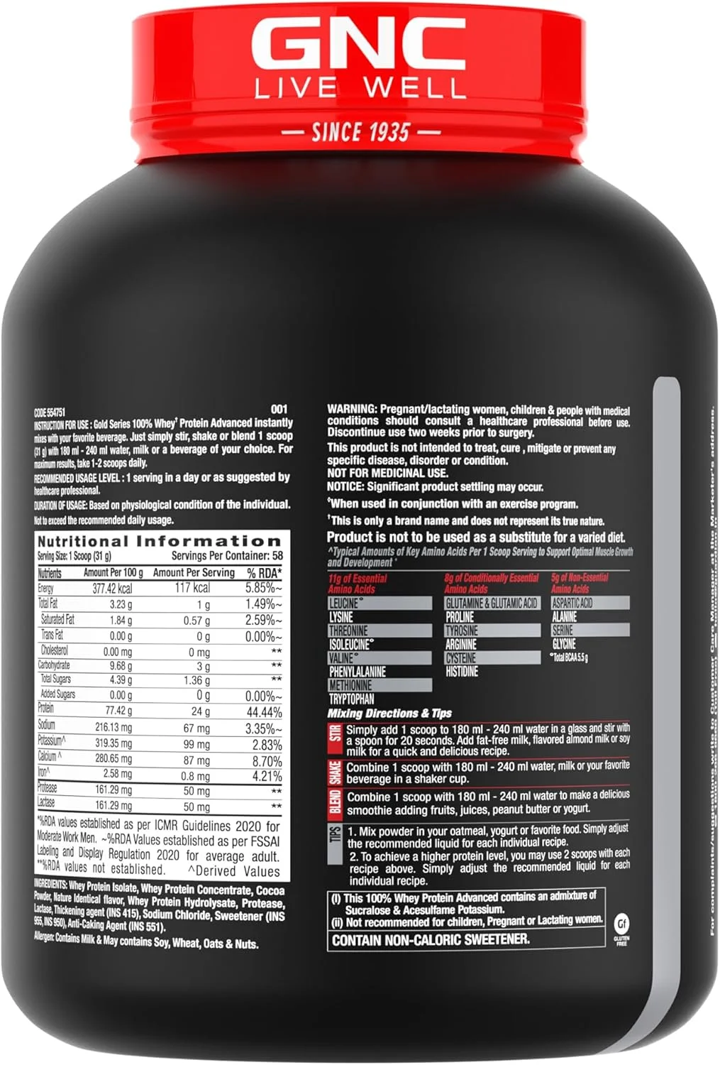 پروتئین وی پیشرفته سری طلایی GNC AMP | 4 پوند | افزایش حجم عضلات خشک | تمرینات شدید | دارای گواهی Informed Choice | 24 گرم پروتئین | 5.5 گرم BCAA | 4 گرم گلوتامین | شکلات دوبل غنی | فرموله شده در ایالات متحده آمریکا پروتئین وی پیشرفته سری طلایی GNC AMP | 4 پوند | افزایش حجم عضلات خشک | تمرینات شدید | دارای گواهی Informed Choice | 24 گرم پروتئین | 5.5 گرم BCAA | 4 گرم گلوتامین | شکلات دوبل غنی | فرموله شده در ایالات متحده آمریکا