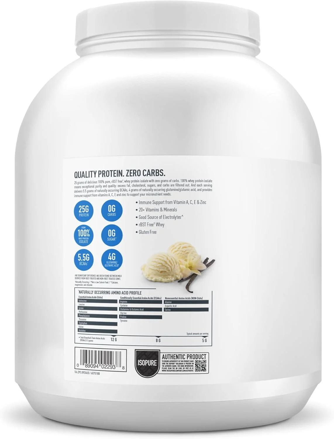 پودر پروتئین ایزوپیر، وی ایزوله با ویتامین C و روی برای حمایت از سیستم ایمنی، 25 گرم پروتئین، بدون کربوهیدرات و مناسب برای کتو، طعم: وانیل خامهای، 66 سروینگ، 4.5 پوند (بسته بندی ممکن است متفاوت باشد) پودر پروتئین ایزوپیر، وی ایزوله با ویتامین C و روی برای حمایت از سیستم ایمنی، 25 گرم پروتئین، بدون کربوهیدرات و مناسب برای کتو، طعم: وانیل خامهای، 66 سروینگ، 4.5 پوند (بسته بندی ممکن است متفاوت باشد)