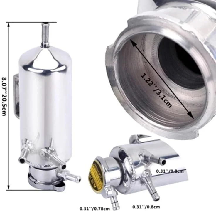 مخزن انبساط آب خنک کننده 350 میلی لیتری فروشگاه سفید، آلیاژ آلومینیوم، یونیورسال برای خودرو