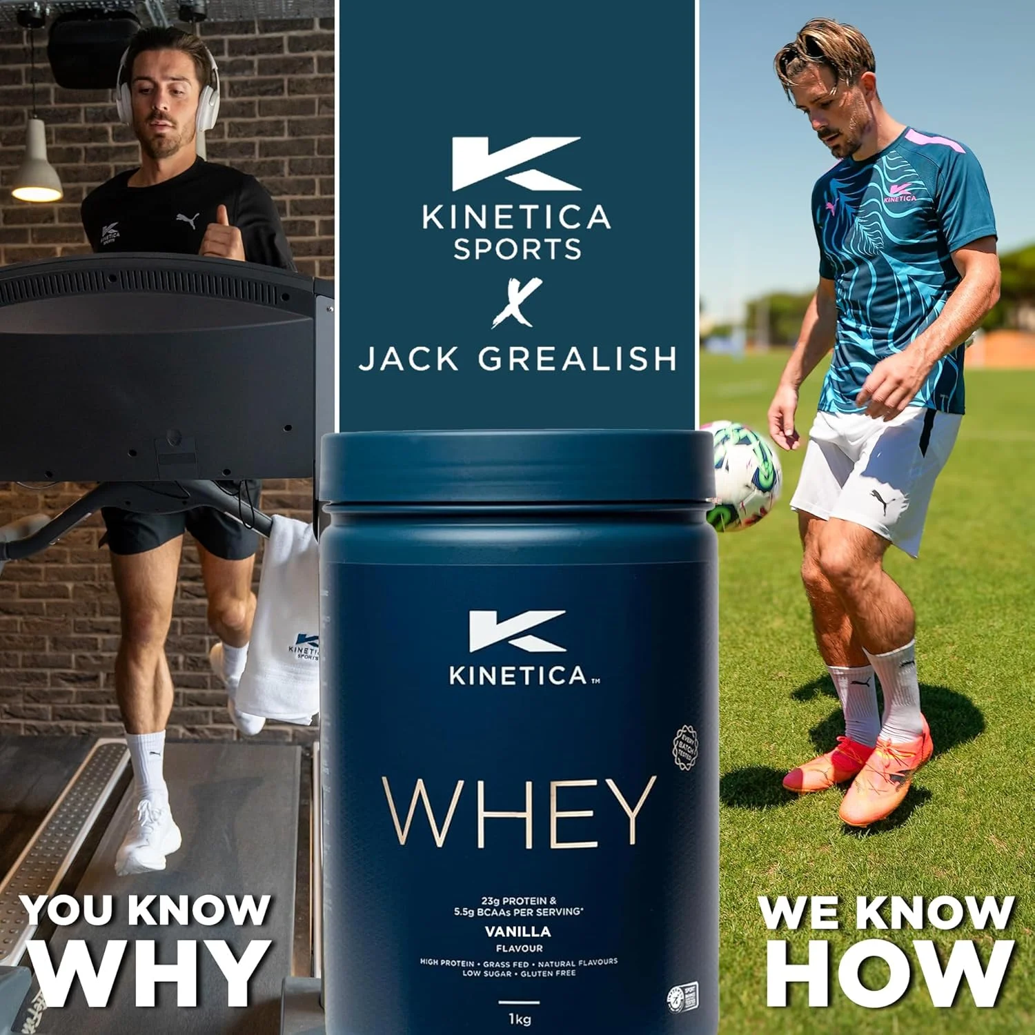 پودر پروتئین وی ورزشی Kinetica - طعم وانیل | 23 گرم پروتئین در هر وعده، 33 وعده در هر بسته 1 کیلوگرمی | مکمل بدون گلوتن | بهینه برای رشد و ریکاوری عضلات | به خوبی با آب، شیر و شیک ها مخلوط می شود