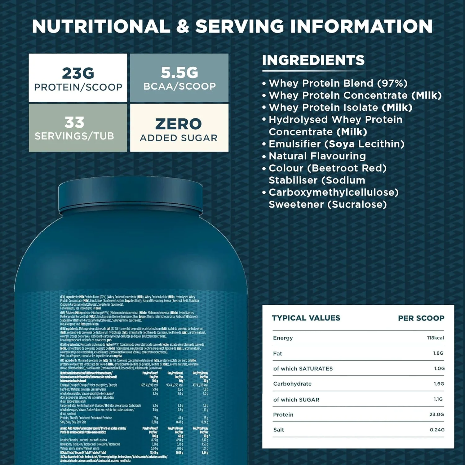 پودر پروتئین وی ورزشی Kinetica - طعم وانیل | 23 گرم پروتئین در هر وعده، 33 وعده در هر بسته 1 کیلوگرمی | مکمل بدون گلوتن | بهینه برای رشد و ریکاوری عضلات | به خوبی با آب، شیر و شیک ها مخلوط می شود