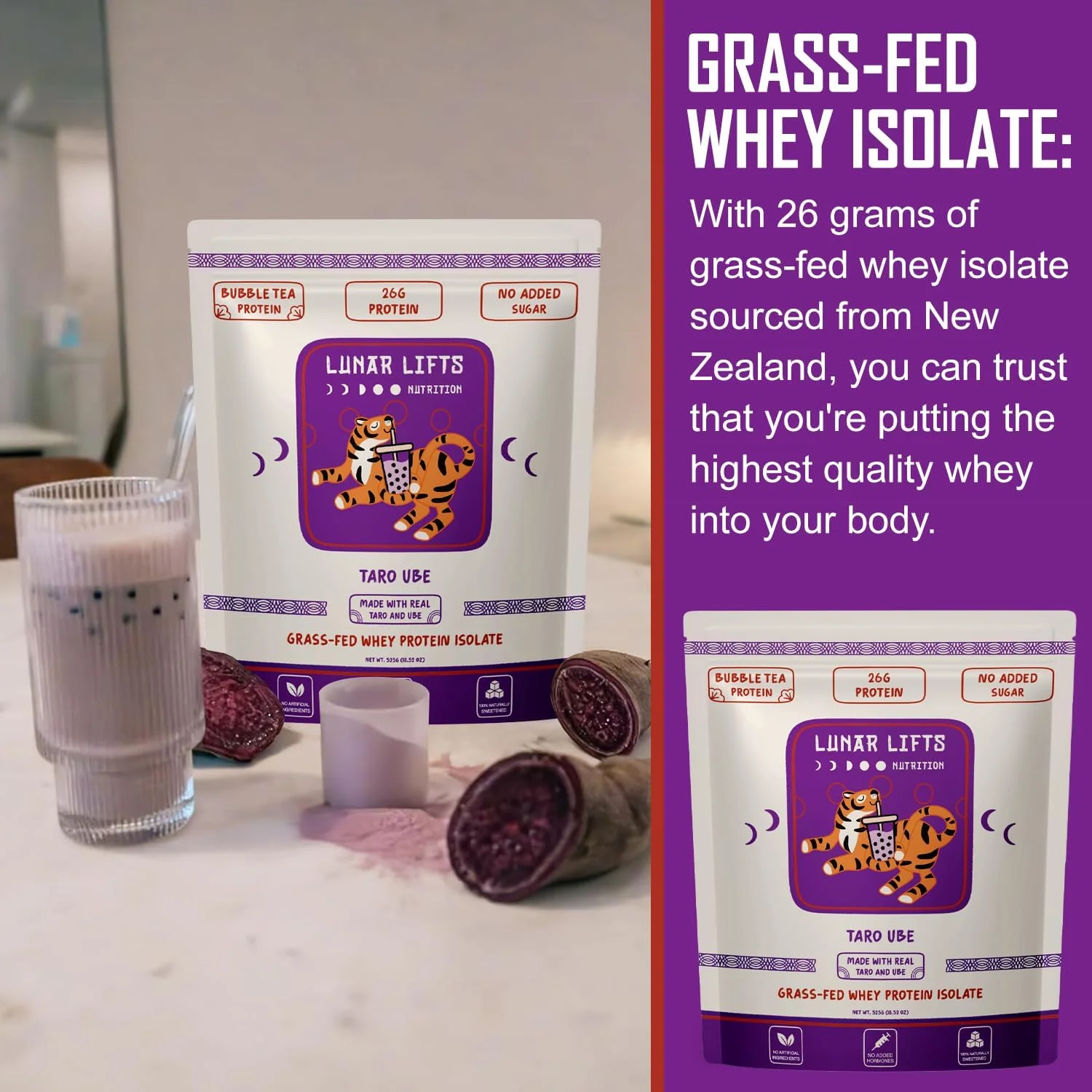 پودر پروتئین چای بوبا تارو یوبی Lunar Lifts Nutrition | 26 گرم پودر شیر چای تارو | پودر پروتئین وی ایزوله | پودر پروتئین بالا چای حباب دار | بدون شکر یا مواد مصنوعی افزوده شده پودر پروتئین چای بوبا تارو یوبی Lunar Lifts Nutrition | 26 گرم پودر شیر چای تارو | پودر پروتئین وی ایزوله | پودر پروتئین بالا چای حباب دار | بدون شکر یا مواد مصنوعی افزوده شده