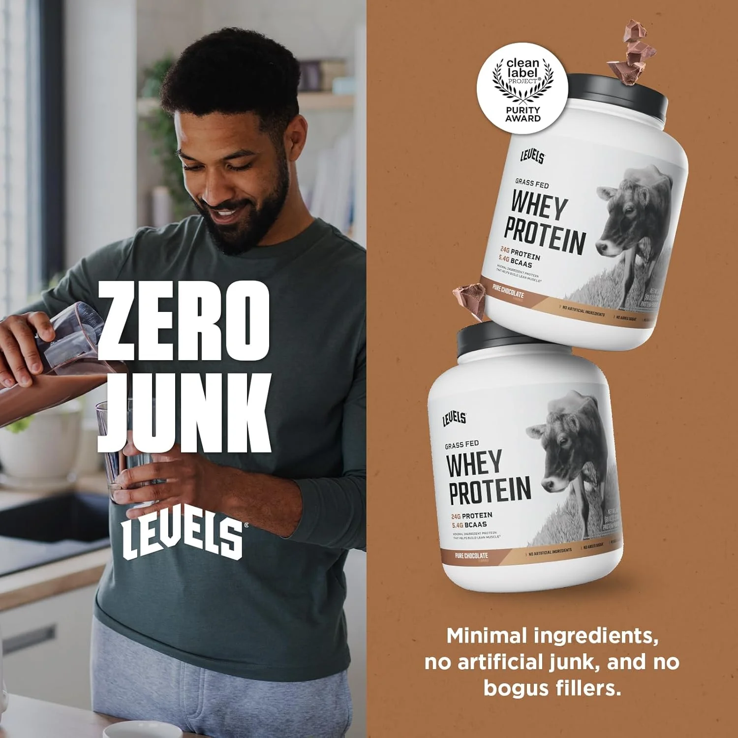 پودر پروتئین وی گاو تغذیه شده با علف Levels، بدون مواد مصنوعی، 24 گرم پروتئین، شکلات خالص، 5 پوند پودر پروتئین وی گاو تغذیه شده با علف Levels، بدون مواد مصنوعی، 24 گرم پروتئین، شکلات خالص، 5 پوند