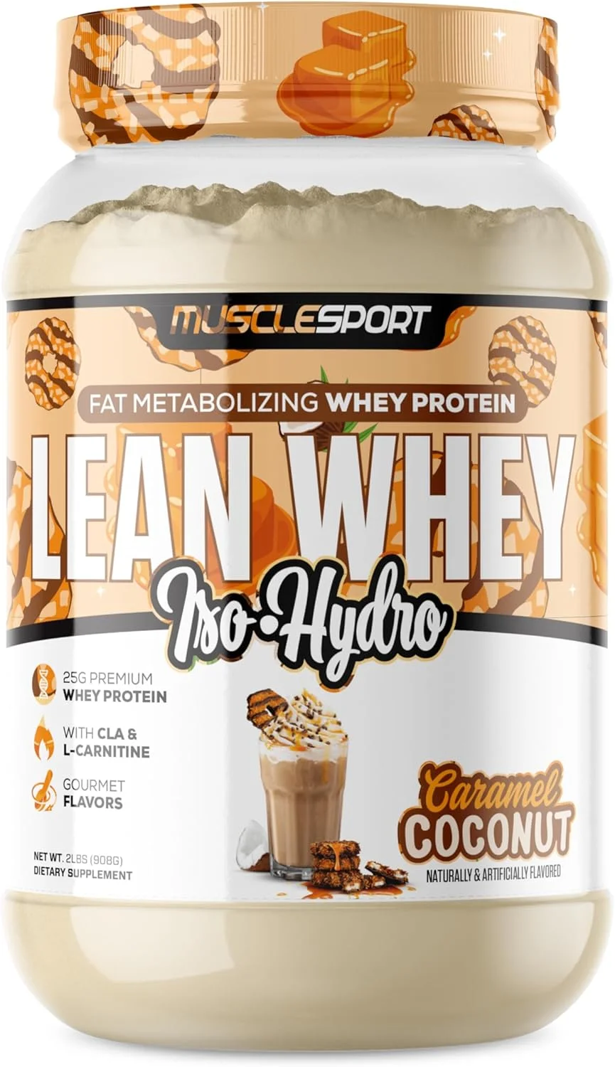 پودر پروتئین وی Musclesport Lean Whey Revolution™ - پروتئین وی ایزوله - کم کالری، کم کربوهیدرات، کم چرب، طعم های باورنکردنی - 25 گرم پروتئین در هر پیمانه (907 گرم، نارگیل کارامل) پودر پروتئین وی Musclesport Lean Whey Revolution™ - پروتئین وی ایزوله - کم کالری، کم کربوهیدرات، کم چرب، طعم های باورنکردنی - 25 گرم پروتئین در هر پیمانه (907 گرم، نارگیل کارامل)