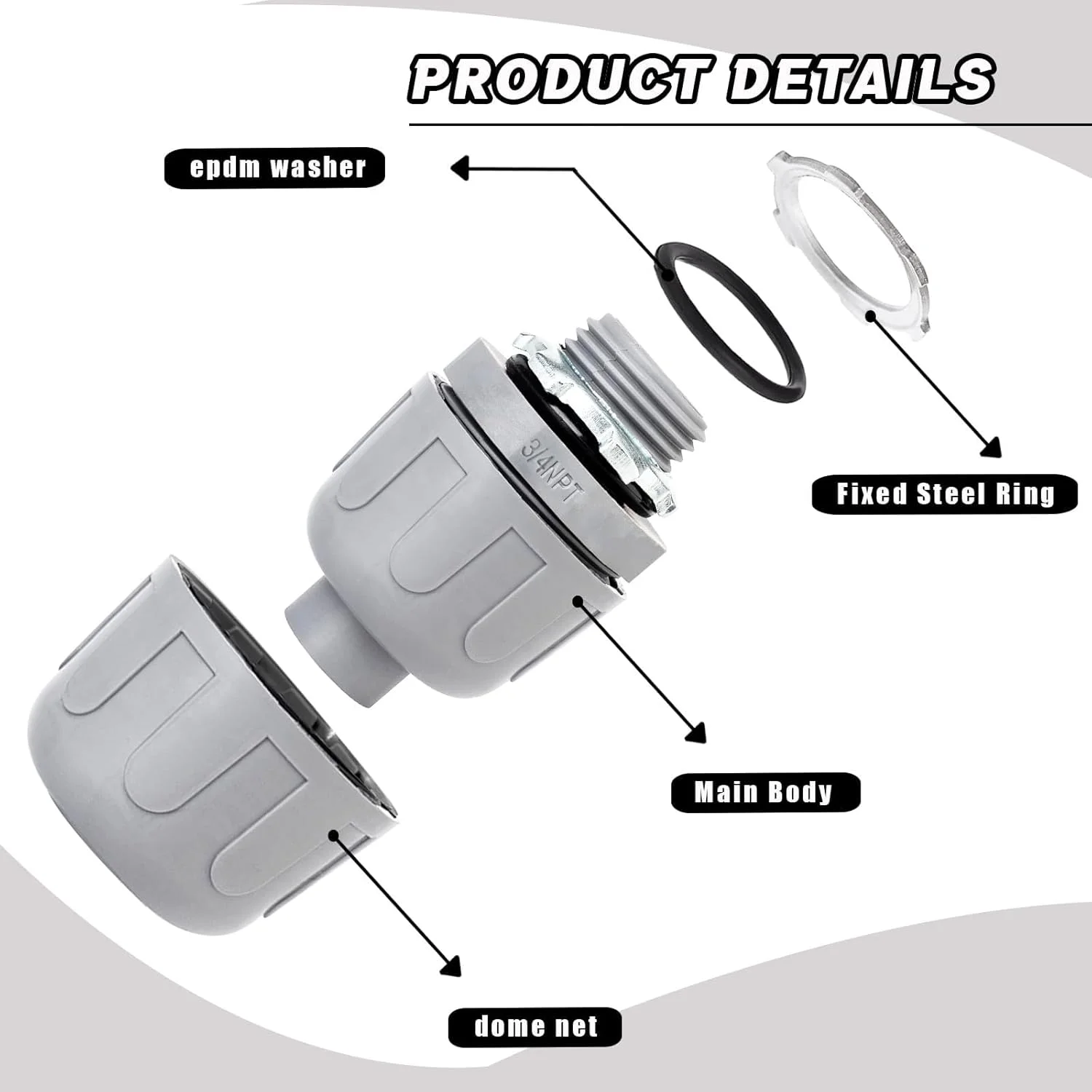 اتصال مایع محکم 12 عددی THE WHITE SHOP، اتصال لوله خرطومی انعطاف پذیر PVC، اتصال مستقیم 180 درجه مایع محکم، اتصالات لوله برق غیر فلزی (سایز: 1-2)