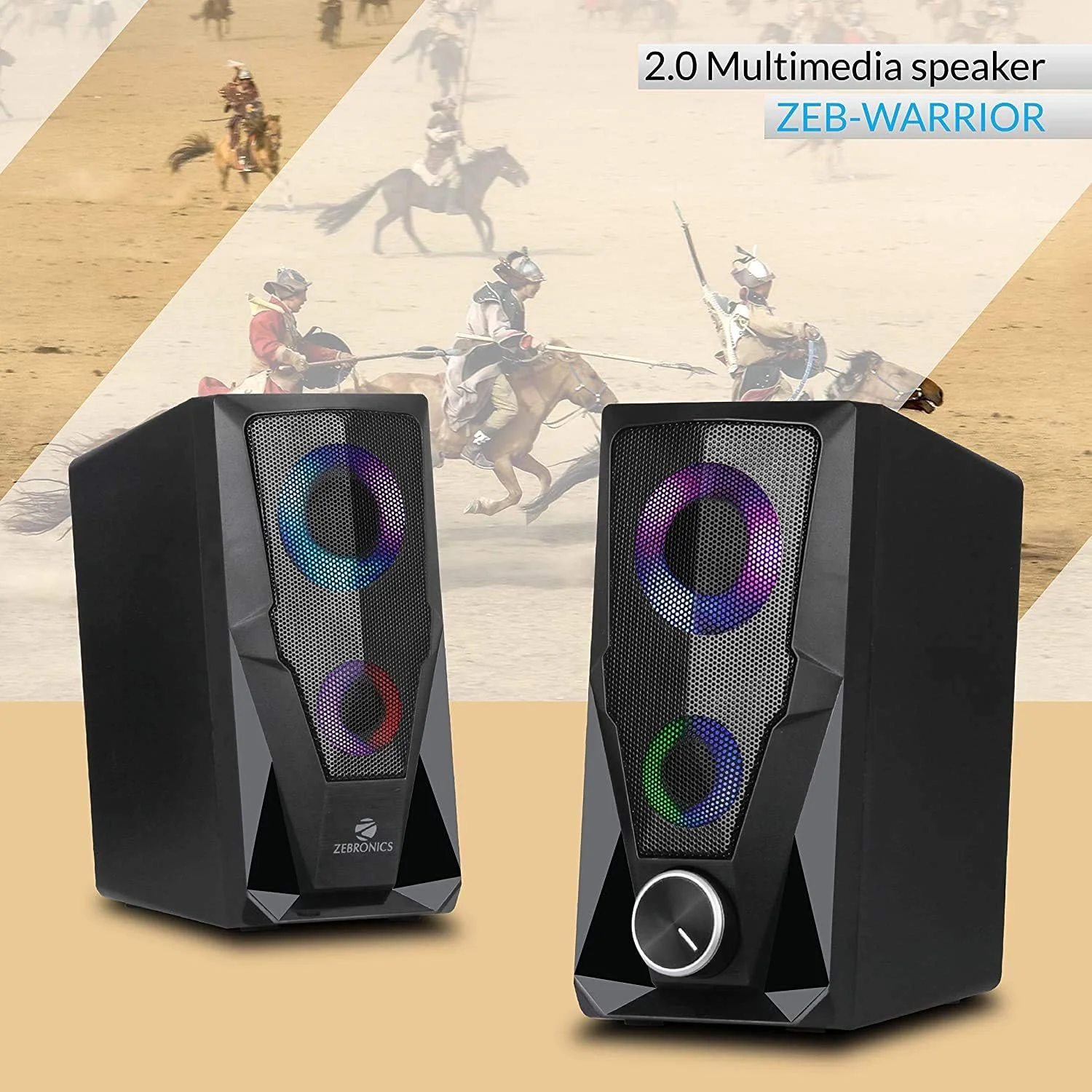 اسپیکر چند رسانه ای 2.0 Zebronics Zeb-Warrior با اتصال Aux، تغذیه USB و کنترل صدا اسپیکر چند رسانه ای 2.0 Zebronics Zeb-Warrior با اتصال Aux، تغذیه USB و کنترل صدا