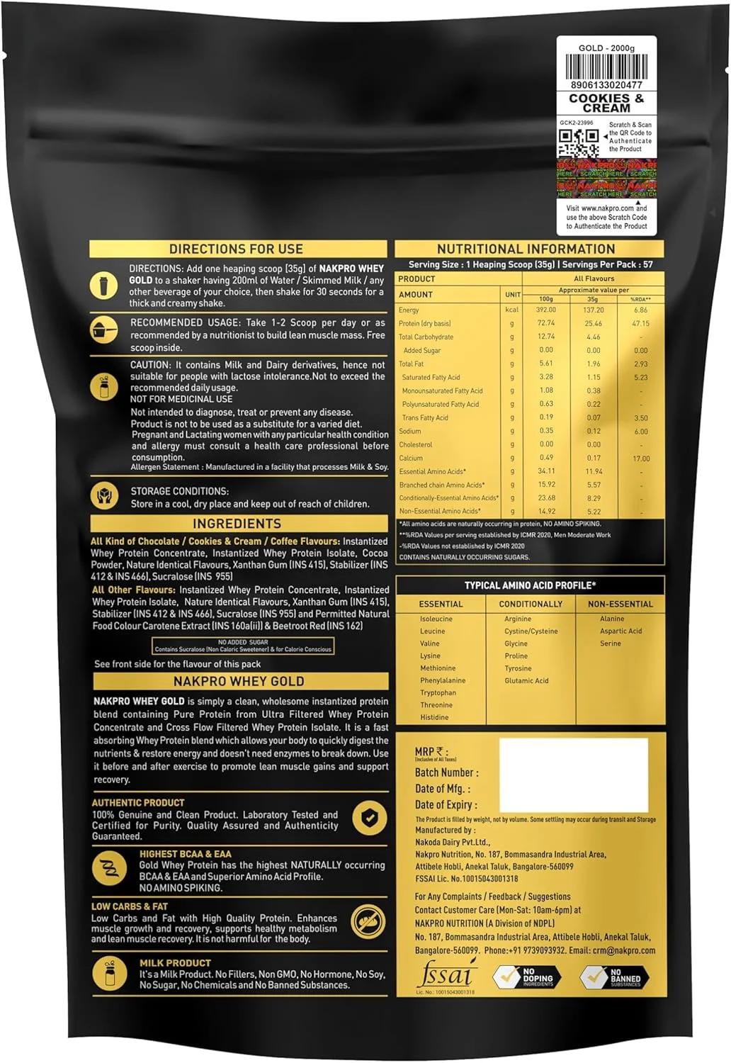 پروتئین وی گلد کنسانتره NAKPRO | 25.46 گرم پروتئین، 5.57 گرم BCAA | افزایش حجم عضلات، قدرت، ریکاوری عضلات، پودر مکمل پروتئینی با جذب سریع (2 کیلوگرم، کوکی و خامه) پروتئین وی گلد کنسانتره NAKPRO | 25.46 گرم پروتئین، 5.57 گرم BCAA | افزایش حجم عضلات، قدرت، ریکاوری عضلات، پودر مکمل پروتئینی با جذب سریع (2 کیلوگرم، کوکی و خامه)