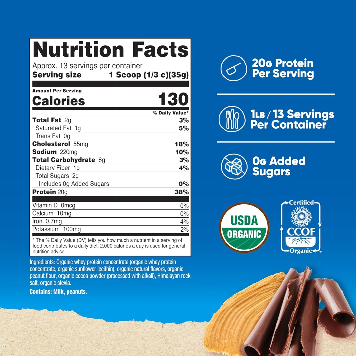 پروتئین وی کنسانتره ارگانیک نوتریکاست با طعم کره بادام زمینی شکلاتی (454 گرم) - بدون گلوتن، غیر تراریخته پروتئین وی کنسانتره ارگانیک نوتریکاست با طعم کره بادام زمینی شکلاتی (454 گرم) - بدون گلوتن، غیر تراریخته