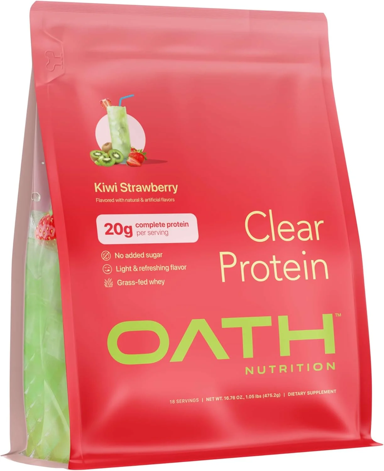 پودر پروتئین وی ایزوله شفاف Oath Nutrition، طعم کیوی توت فرنگی، 20 گرم پروتئین کامل در هر وعده، بدون شکر افزوده، تغذیه شده با علف، 18 وعده پودر پروتئین وی ایزوله شفاف Oath Nutrition، طعم کیوی توت فرنگی، 20 گرم پروتئین کامل در هر وعده، بدون شکر افزوده، تغذیه شده با علف، 18 وعده