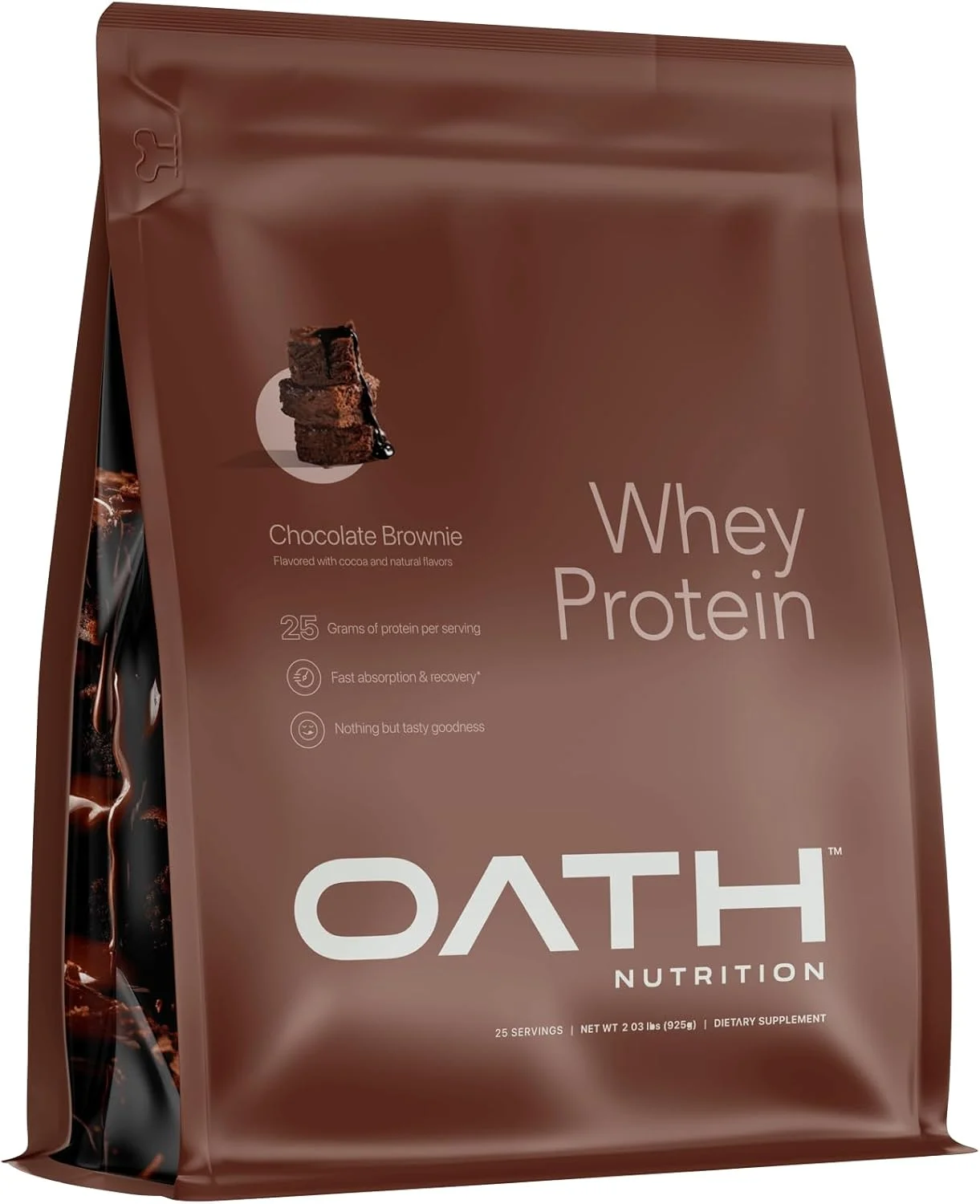 پودر پروتئین وی OATH NUTRITION، طعم براونی شکلاتی، 25 گرم پروتئین و فقط 1 گرم شکر در هر وعده، 2 پوند، 25 وعده پودر پروتئین وی OATH NUTRITION، طعم براونی شکلاتی، 25 گرم پروتئین و فقط 1 گرم شکر در هر وعده، 2 پوند، 25 وعده