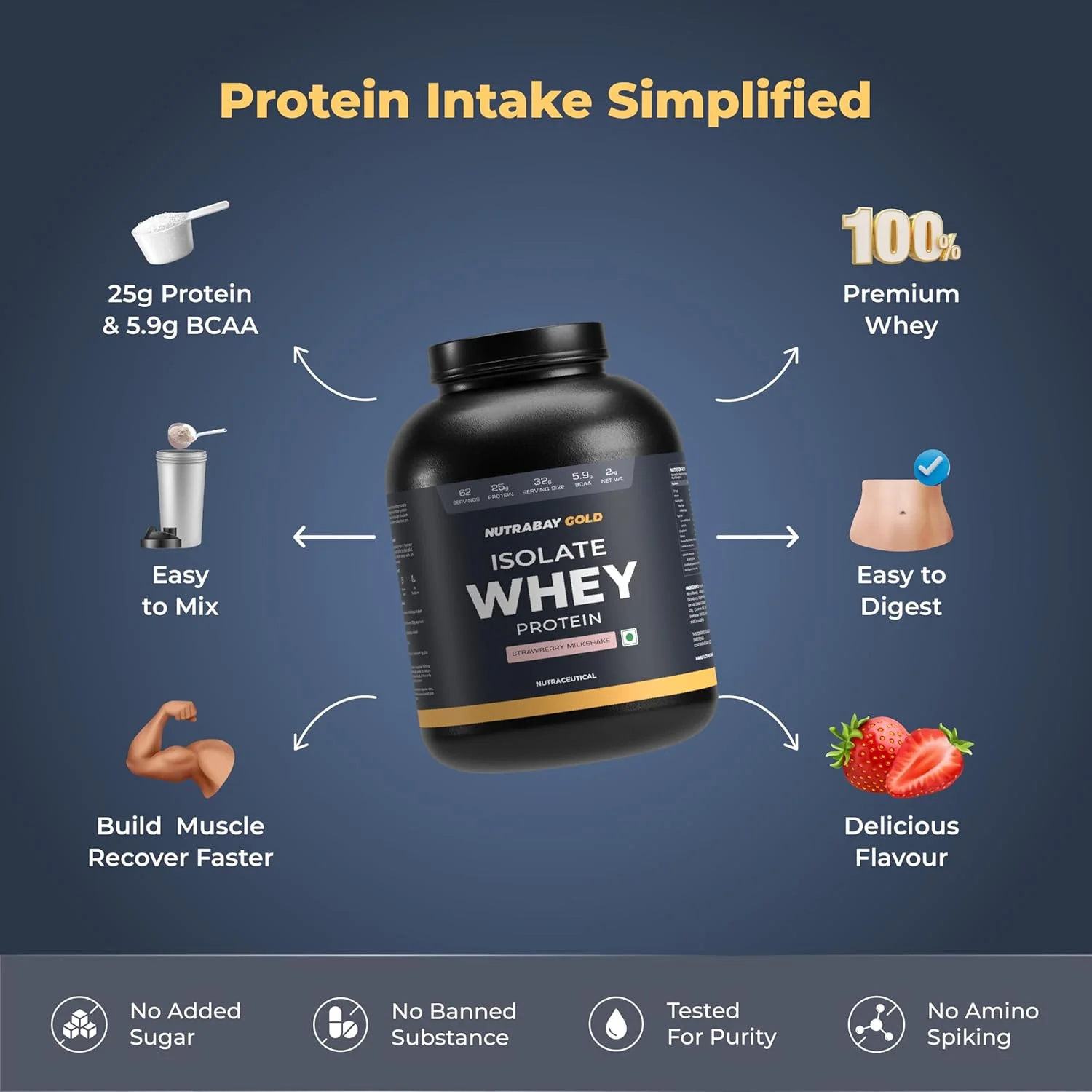 پروتئین وی ایزوله 100% ناترابی گلد - میلک شیک توت فرنگی، 2 کیلوگرم پروتئین وی ایزوله 100% ناترابی گلد - میلک شیک توت فرنگی، 2 کیلوگرم