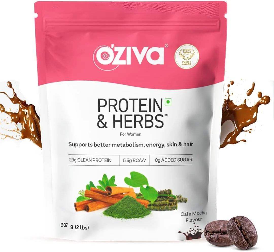 پروتئین و گیاهان OZiva برای زنان، کافه موکا 1 کیلوگرم پودر پروتئین طبیعی برای کنترل وزن، متابولیسم بهتر و تعادل هورمونی، 23 گرم پروتئین وی، گیاهان آیورودا، دارای گواهی تمیز پروتئین و گیاهان OZiva برای زنان، کافه موکا 1 کیلوگرم پودر پروتئین طبیعی برای کنترل وزن، متابولیسم بهتر و تعادل هورمونی، 23 گرم پروتئین وی، گیاهان آیورودا، دارای گواهی تمیز