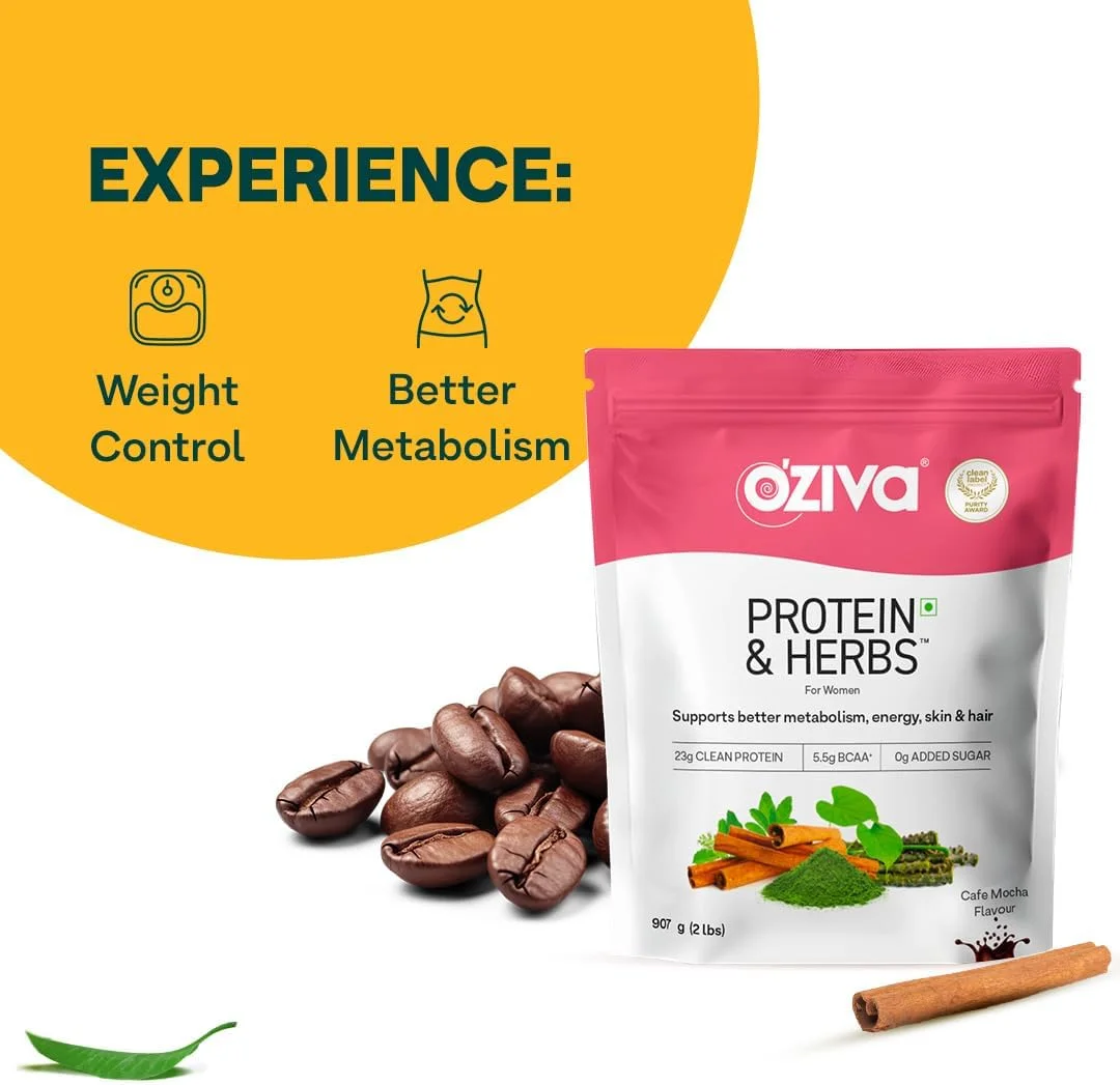 پروتئین و گیاهان OZiva برای زنان، کافه موکا 1 کیلوگرم پودر پروتئین طبیعی برای کنترل وزن، متابولیسم بهتر و تعادل هورمونی، 23 گرم پروتئین وی، گیاهان آیورودا، دارای گواهی تمیز پروتئین و گیاهان OZiva برای زنان، کافه موکا 1 کیلوگرم پودر پروتئین طبیعی برای کنترل وزن، متابولیسم بهتر و تعادل هورمونی، 23 گرم پروتئین وی، گیاهان آیورودا، دارای گواهی تمیز