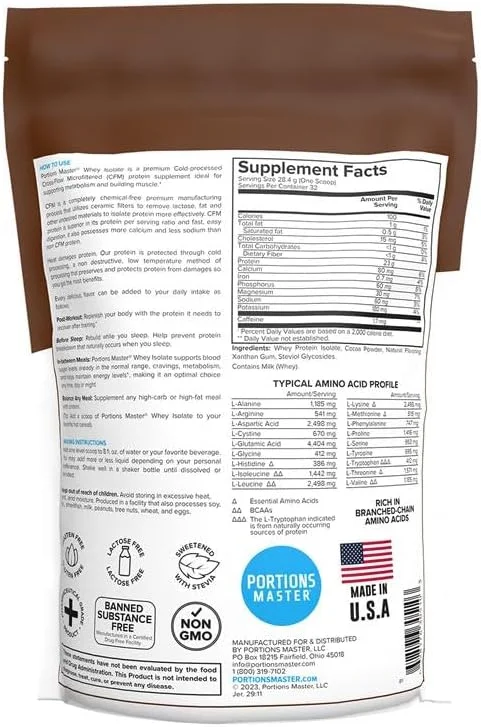 پودر پروتئین وی ایزوله CFM پورشنز مستر، 2 پوند، 23 گرم کربوهیدرات کم، چربی کم، فرآوری شده با سرما، جذب سریع، پشتیبانی از رشد و ریکاوری عضلات (براونی شکلاتی) پودر پروتئین وی ایزوله CFM پورشنز مستر، 2 پوند، 23 گرم کربوهیدرات کم، چربی کم، فرآوری شده با سرما، جذب سریع، پشتیبانی از رشد و ریکاوری عضلات (براونی شکلاتی)