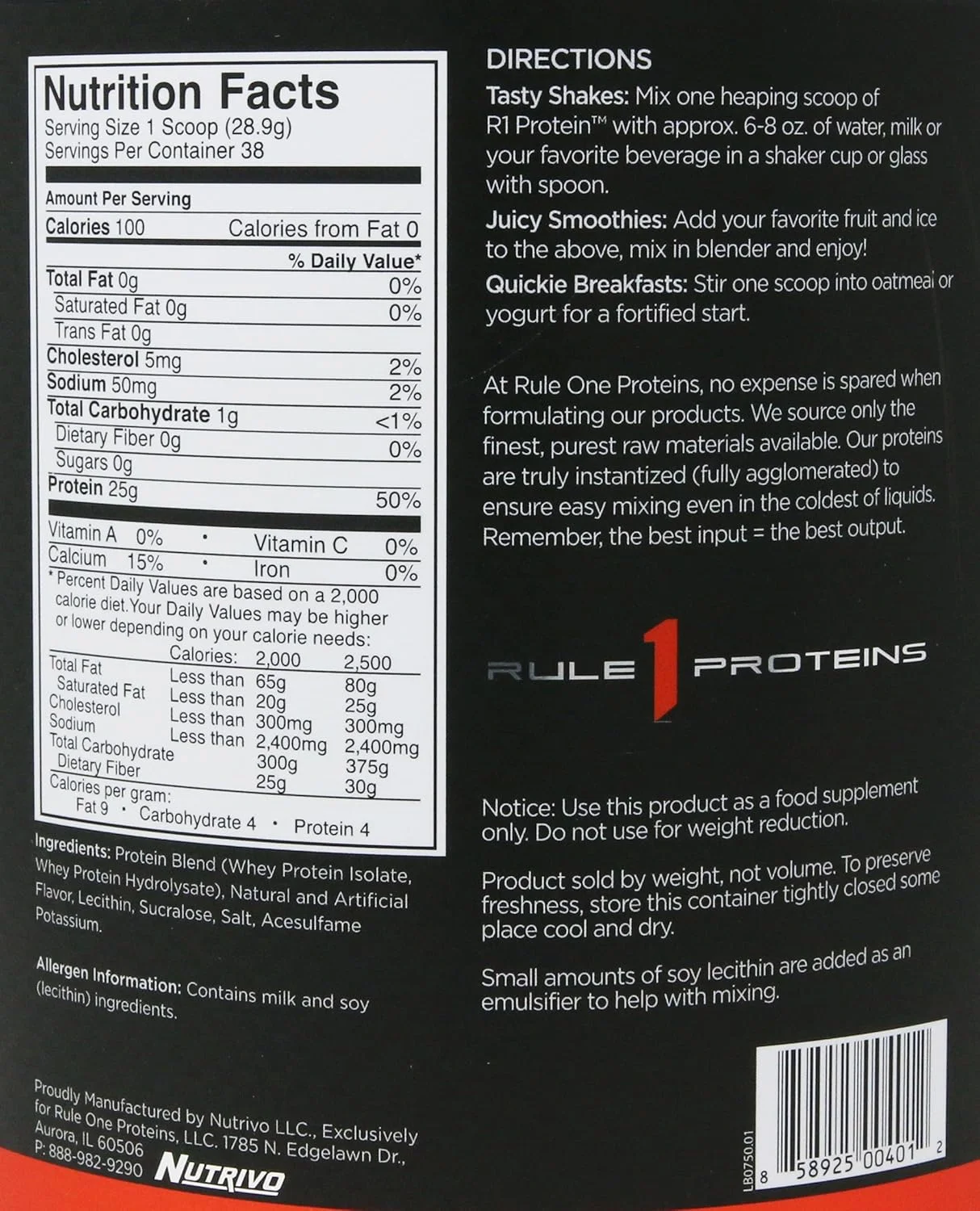 پودر پروتئین وی 100% Rule1، پروتئین وی ایزوله و هیدرولیز شده با طعم کرم وانیلی، 25 گرم پروتئین، 30 سروینگ، 900 گرم (1.98 پوند) پودر پروتئین وی 100% Rule1، پروتئین وی ایزوله و هیدرولیز شده با طعم کرم وانیلی، 25 گرم پروتئین، 30 سروینگ، 900 گرم (1.98 پوند)