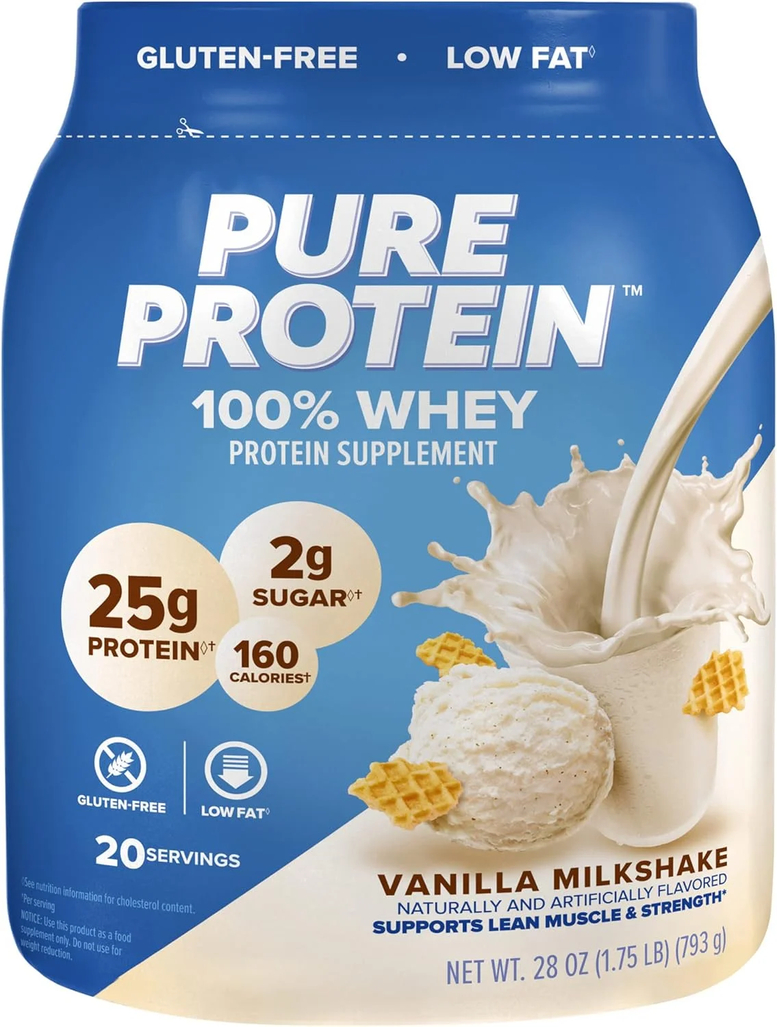 پودر پروتئین وی Pure Protein، بدون گلوتن، کرم وانیلی، 1.75 پوند پودر پروتئین وی Pure Protein، بدون گلوتن، کرم وانیلی، 1.75 پوند