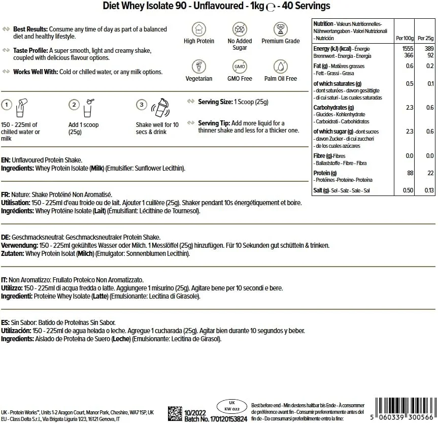 THE PROTEIN WORKS - دایت وی ایزوله 90 | پودر وی ایزوله | شیک کم کالری | 40 سروینگ | بدون طعم | 1 کیلوگرم THE PROTEIN WORKS - دایت وی ایزوله 90 | پودر وی ایزوله | شیک کم کالری | 40 سروینگ | بدون طعم | 1 کیلوگرم
