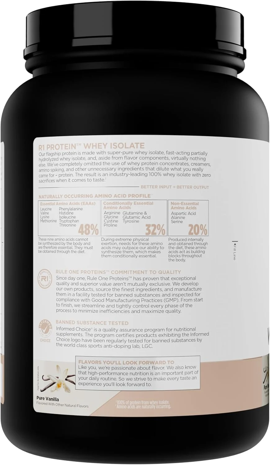 پودر پروتئین وی Rule1 با طعم طبیعی کرم وانیل خالص | 25 گرم پروتئین 25 سروینگ 1.68 پوند (763 گرم) پودر پروتئین وی Rule1 با طعم طبیعی کرم وانیل خالص | 25 گرم پروتئین 25 سروینگ 1.68 پوند (763 گرم)