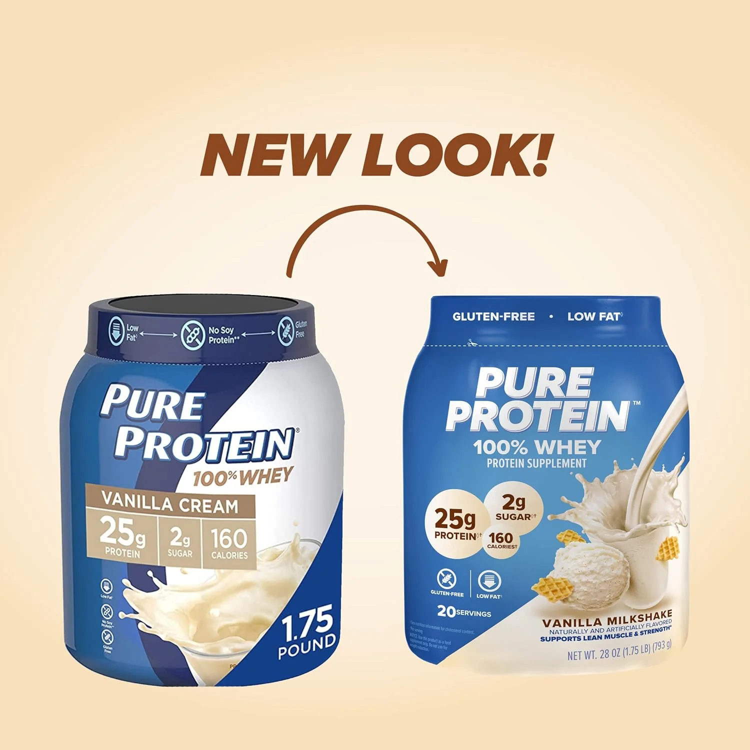 پودر پروتئین وی Pure Protein، بدون گلوتن، کرم وانیلی، 1.75 پوند پودر پروتئین وی Pure Protein، بدون گلوتن، کرم وانیلی، 1.75 پوند