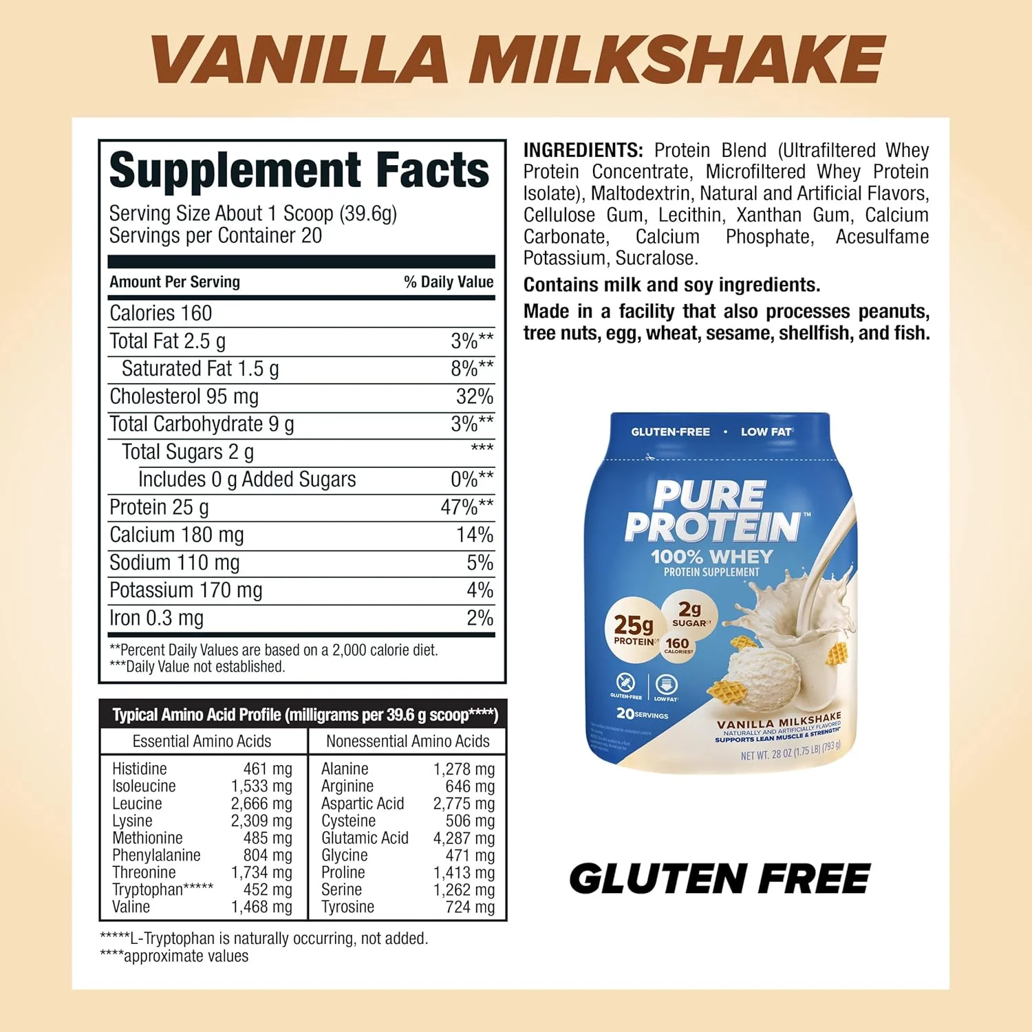 پودر پروتئین وی Pure Protein، بدون گلوتن، کرم وانیلی، 1.75 پوند پودر پروتئین وی Pure Protein، بدون گلوتن، کرم وانیلی، 1.75 پوند