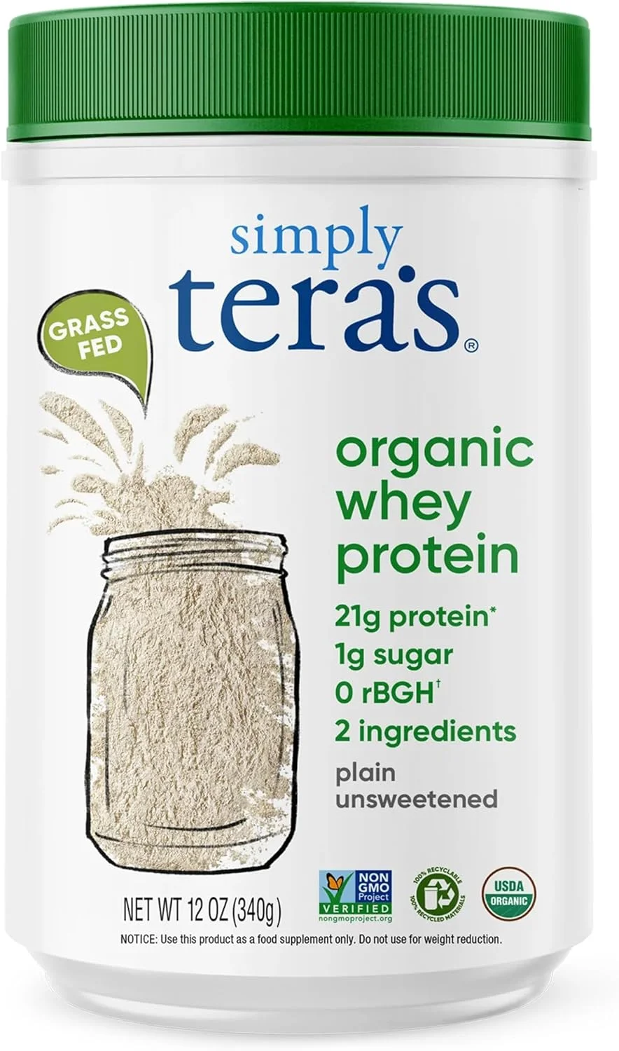 پروتئین وی ارگانیک تغذیه شده با علف Simply Teras - ارگانیک ساده بدون شیرینی 340 گرمی پروتئین وی ارگانیک تغذیه شده با علف Simply Teras - ارگانیک ساده بدون شیرینی 340 گرمی