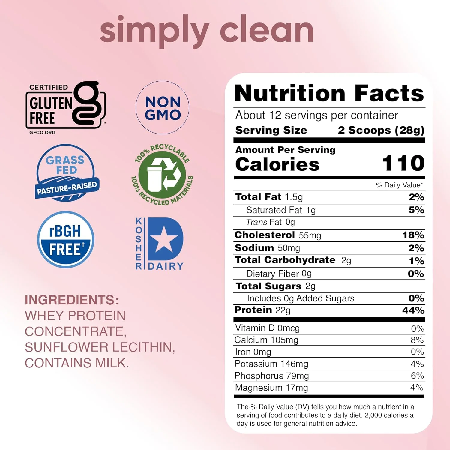 پودر پروتئین وی خالص simply tera's - پودر پروتئین وی تغذیه شده با علف، پودر پروتئین تمیز، پودر پروتئین طبیعی با پروتئین وی، پودر پروتئین بدون طعم، غیر GMO، کوشر، بدون شیرین کننده - 12 اونس