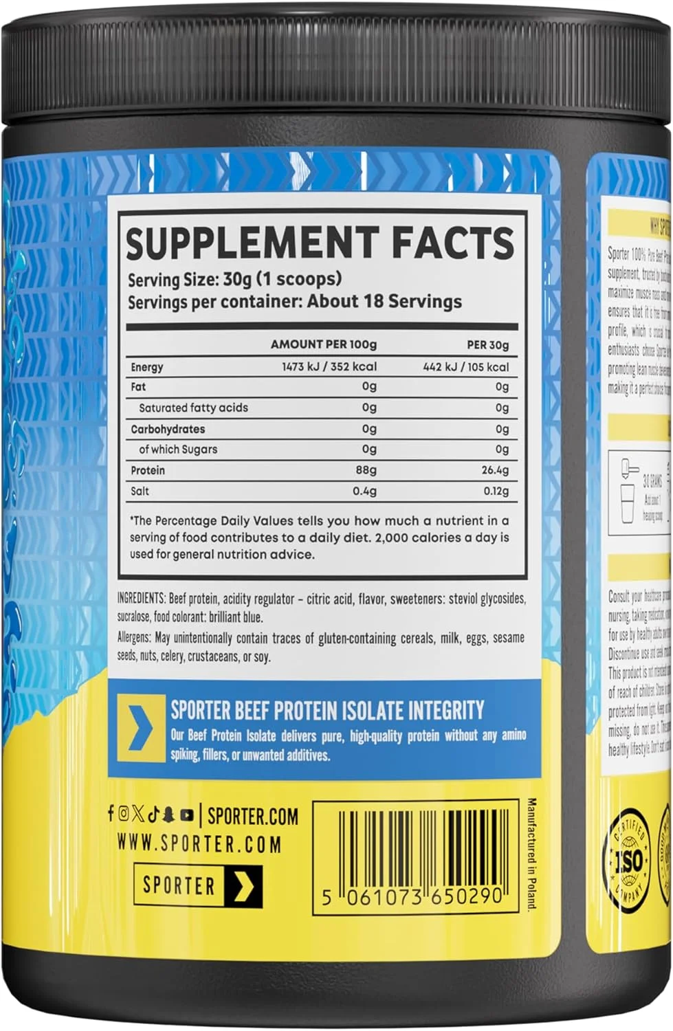 پروتئین ایزوله گوشت گاو Sporter - پروتئین بالا، کربوهیدرات کم - جایگزین پروتئین وی و وگان - برای رشد و ریکاوری عضلات (1.19 پوند - 18 سروینگ، تمشک آبی) پروتئین ایزوله گوشت گاو Sporter - پروتئین بالا، کربوهیدرات کم - جایگزین پروتئین وی و وگان - برای رشد و ریکاوری عضلات (1.19 پوند - 18 سروینگ، تمشک آبی)