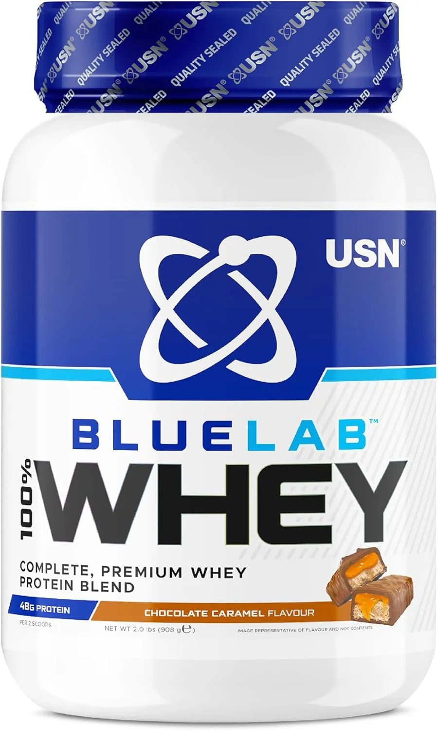 پودر پروتئین وی شکلات کارامل USN Blue Lab Whey، ۹۰۸ گرم، پودر پروتئین وی ممتاز، فرمول علمی، مکمل پودر پروتئین بعد از تمرین با پروتئین بالا به همراه BCAA های اضافه شده پودر پروتئین وی شکلات کارامل USN Blue Lab Whey، ۹۰۸ گرم، پودر پروتئین وی ممتاز، فرمول علمی، مکمل پودر پروتئین بعد از تمرین با پروتئین بالا به همراه BCAA های اضافه شده