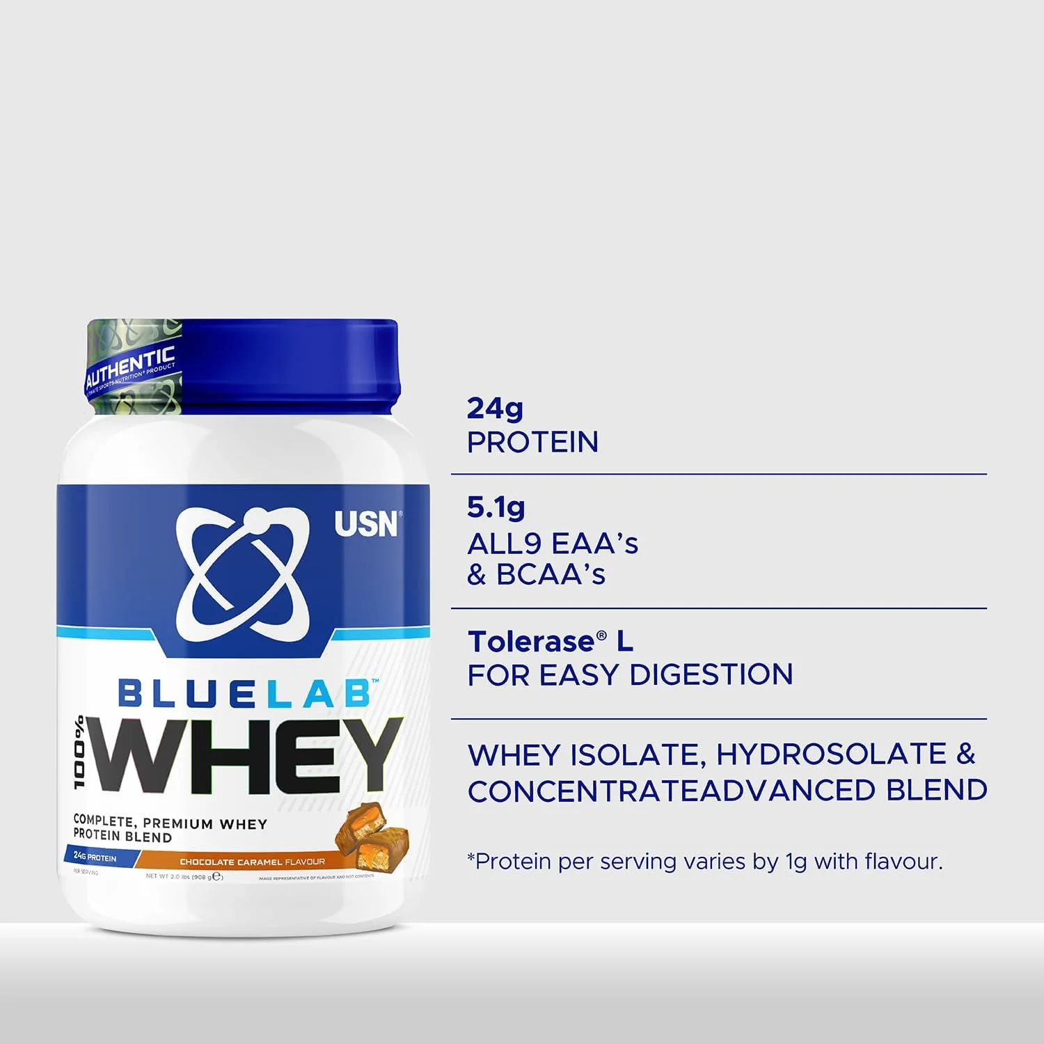 پودر پروتئین وی شکلات کارامل USN Blue Lab Whey، ۹۰۸ گرم، پودر پروتئین وی ممتاز، فرمول علمی، مکمل پودر پروتئین بعد از تمرین با پروتئین بالا به همراه BCAA های اضافه شده پودر پروتئین وی شکلات کارامل USN Blue Lab Whey، ۹۰۸ گرم، پودر پروتئین وی ممتاز، فرمول علمی، مکمل پودر پروتئین بعد از تمرین با پروتئین بالا به همراه BCAA های اضافه شده