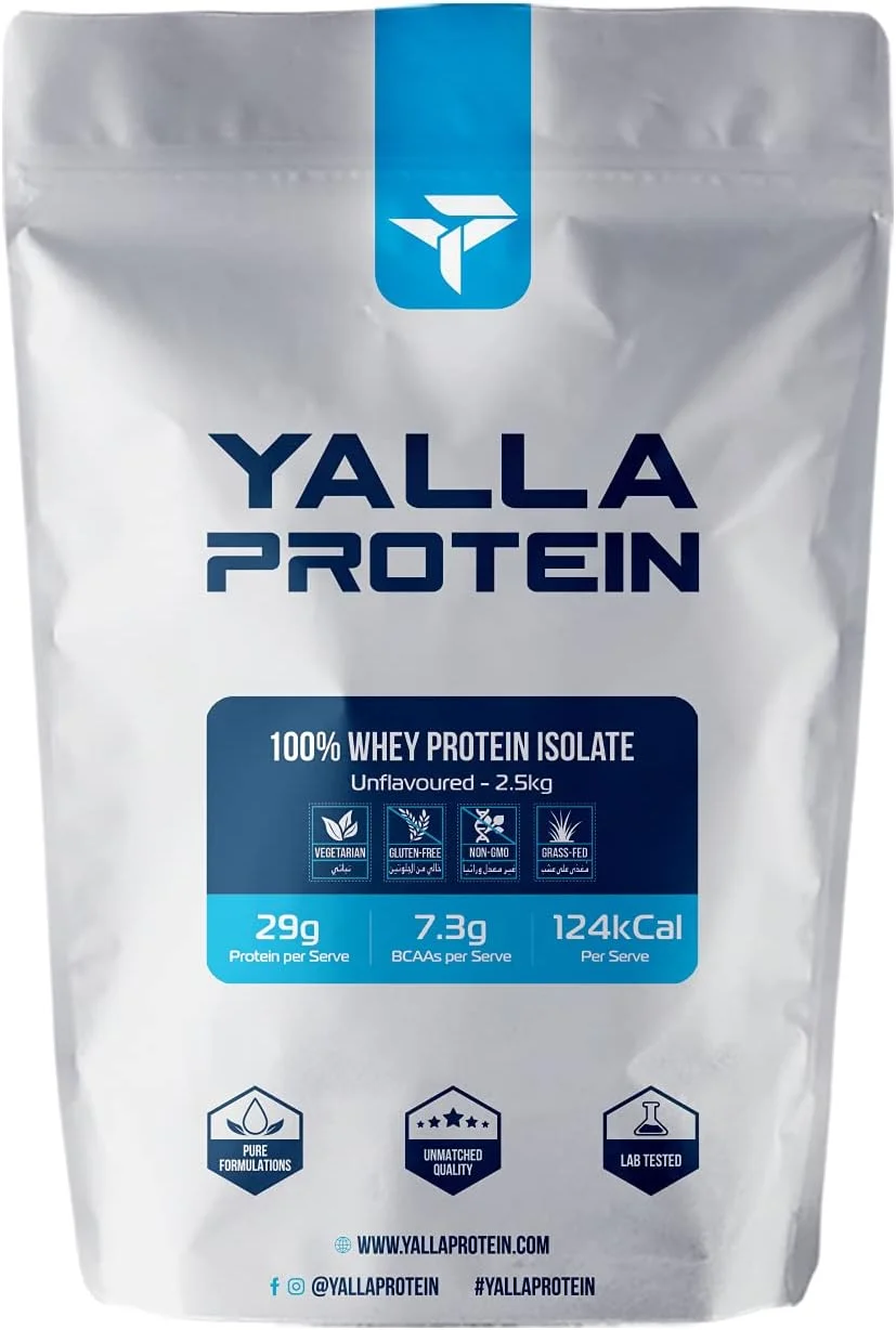 پروتئین ایزوله 100% Yalla، تغذیه شده با علف، بدون هورمون، پودر پروتئین وی ایزوله خالص، 89% محتوای پروتئین خام، 29 گرم پروتئین در هر وعده، 2.5 کیلوگرم (5.5 پوند) (بدون طعم) پروتئین ایزوله 100% Yalla، تغذیه شده با علف، بدون هورمون، پودر پروتئین وی ایزوله خالص، 89% محتوای پروتئین خام، 29 گرم پروتئین در هر وعده، 2.5 کیلوگرم (5.5 پوند) (بدون طعم)