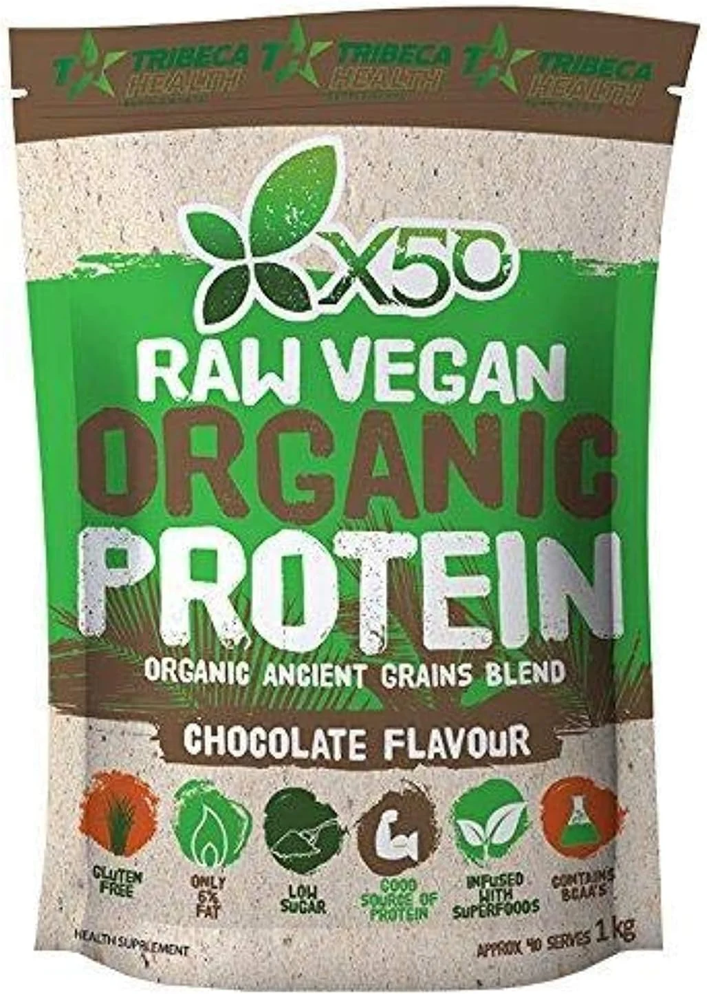 پروتئین ارگانیک وگان خام X50 با طعم شکلات - 1 کیلوگرم پروتئین ارگانیک وگان خام X50 با طعم شکلات - 1 کیلوگرم