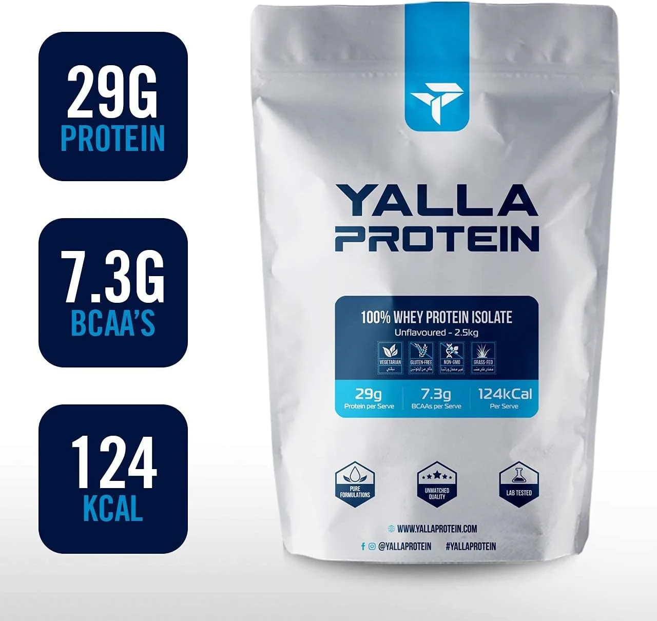 پروتئین ایزوله 100% Yalla، تغذیه شده با علف، بدون هورمون، پودر پروتئین وی ایزوله خالص، 89% محتوای پروتئین خام، 29 گرم پروتئین در هر وعده، 2.5 کیلوگرم (5.5 پوند) (بدون طعم) پروتئین ایزوله 100% Yalla، تغذیه شده با علف، بدون هورمون، پودر پروتئین وی ایزوله خالص، 89% محتوای پروتئین خام، 29 گرم پروتئین در هر وعده، 2.5 کیلوگرم (5.5 پوند) (بدون طعم)