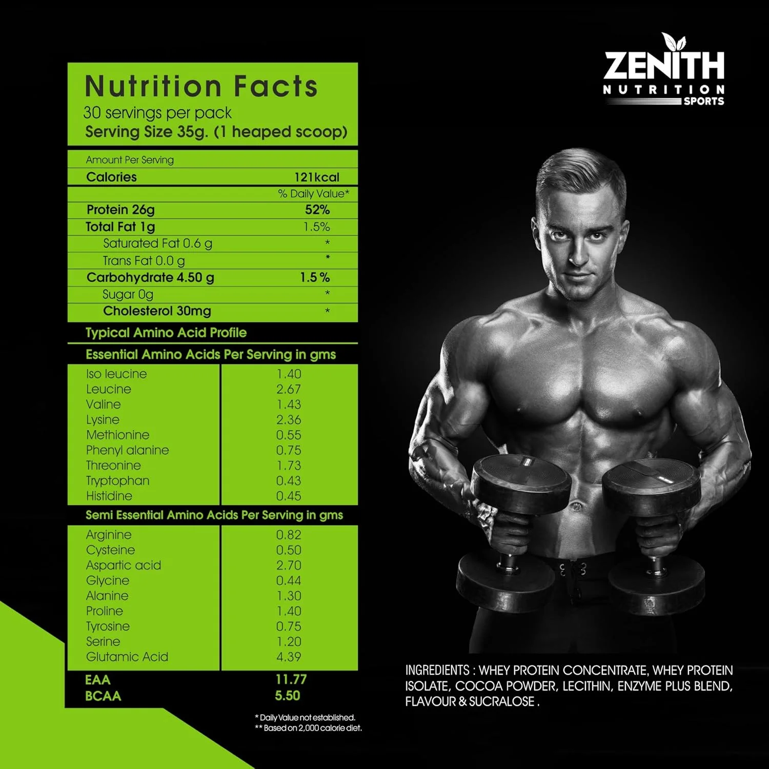 پروتئین وی Zenith Nutrition با آنزیم های گوارشی | 26 گرم پروتئین (شکلات دوبل غنی، 1050 گرم) پروتئین وی Zenith Nutrition با آنزیم های گوارشی | 26 گرم پروتئین (شکلات دوبل غنی، 1050 گرم)