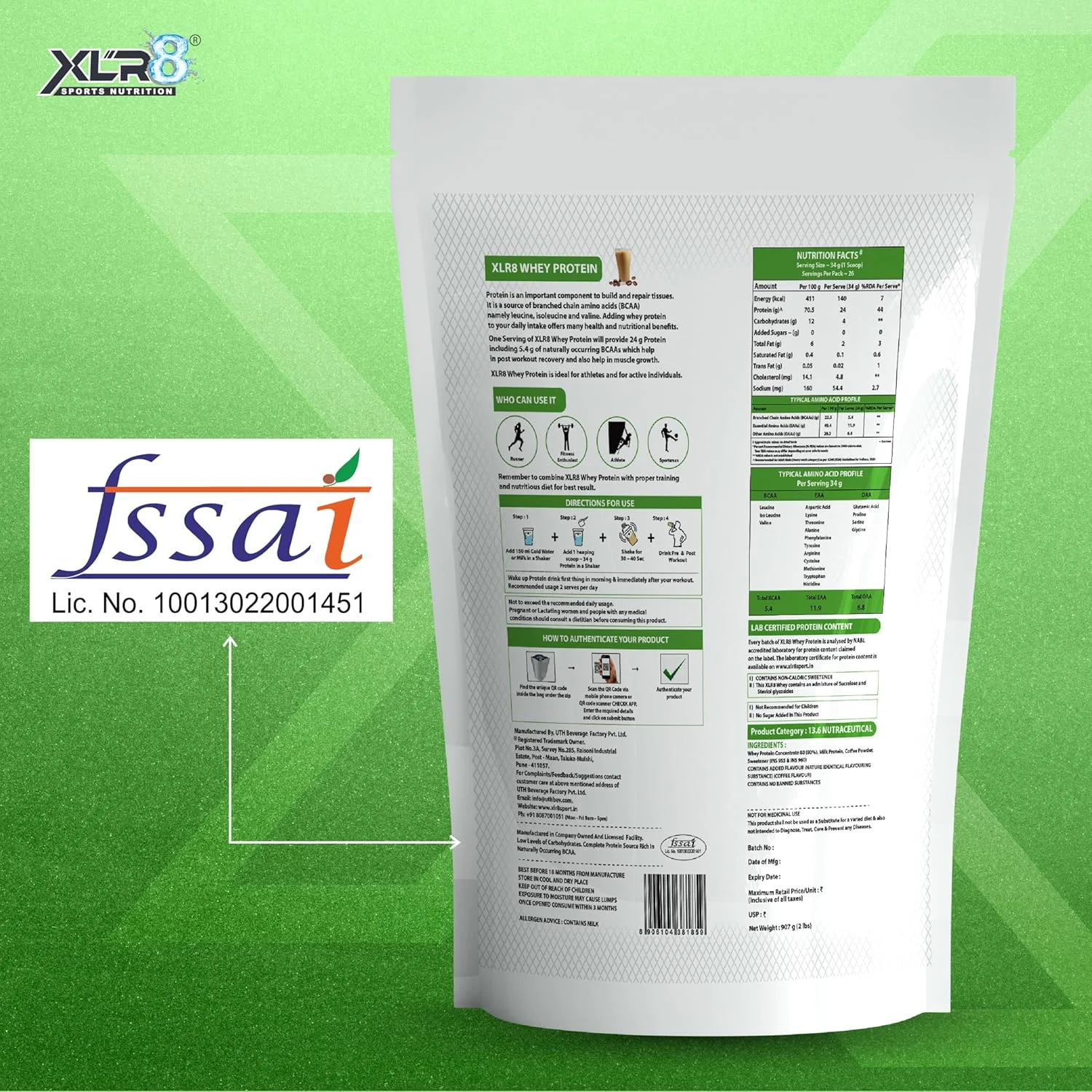 پروتئین وی XLR8 با 24 گرم پروتئین، 5.4 گرم BCAA - 2 پوند / 907 گرم (قهوه) پروتئین وی XLR8 با 24 گرم پروتئین، 5.4 گرم BCAA - 2 پوند / 907 گرم (قهوه)