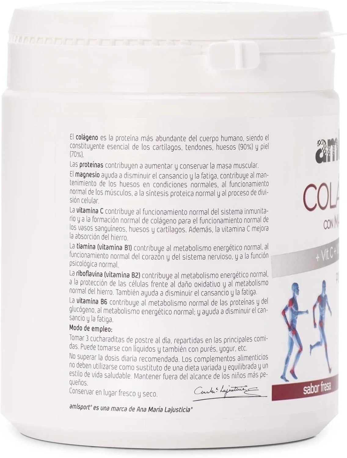 کلاژن آمل اسپورت با منیزیم و ویتامین های C/B1/B2 و B6، 350 گرم، طعم توت فرنگی