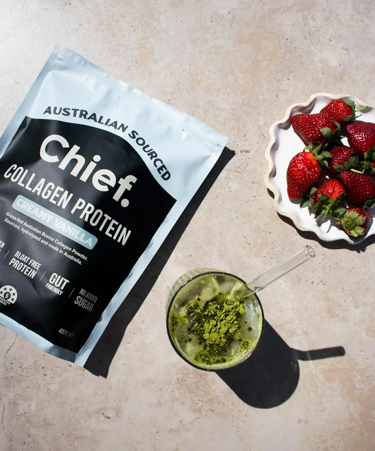 پودر پروتئین کلاژن وانیلی خامهای Chief Nutrition، تهیه شده از گاوهای تغذیه شده با علف، 450 گرم، 30 سروینگ پودر پروتئین کلاژن وانیلی خامهای Chief Nutrition، تهیه شده از گاوهای تغذیه شده با علف، 450 گرم، 30 سروینگ