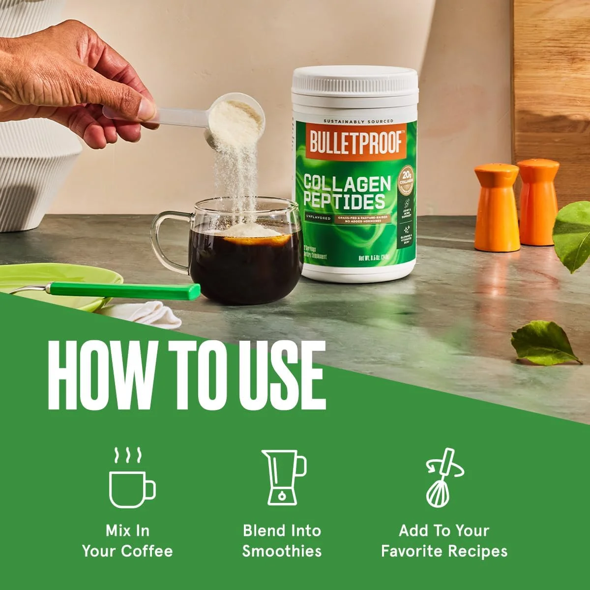 پودر پروتئین کلاژن بدون طعم Bulletproof، (240 گرم) پودر پروتئین کلاژن بدون طعم Bulletproof، (240 گرم)