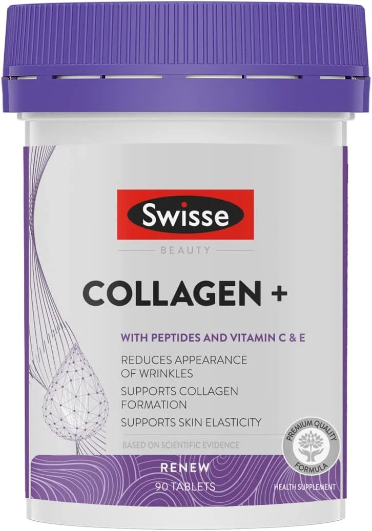 قرص کلاژن + هیالورونیک اسید SWISSE | حاوی پپتیدها، ویتامین C و E برای تقویت ترمیم و بازسازی پوست برای داشتن پوستی جوان و درخشان | برای آقایان و خانم ها | 90 قرص (30 سروینگ) قرص کلاژن + هیالورونیک اسید SWISSE | حاوی پپتیدها، ویتامین C و E برای تقویت ترمیم و بازسازی پوست برای داشتن پوستی جوان و درخشان | برای آقایان و خانم ها | 90 قرص (30 سروینگ)