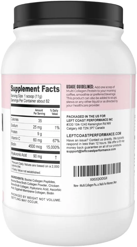 پودر کلاژن چندگانه با بیوتین، اسید هیالورونیک، ویتامین C (سایز بزرگ 2 پوندی) | مکمل پروتئین کلاژن هیدرولیز شده (انواع I، II، III، V، X). مو، پوست، ناخن برای زنان و مردان پودر کلاژن چندگانه با بیوتین، اسید هیالورونیک، ویتامین C (سایز بزرگ 2 پوندی) | مکمل پروتئین کلاژن هیدرولیز شده (انواع I، II، III، V، X). مو، پوست، ناخن برای زنان و مردان