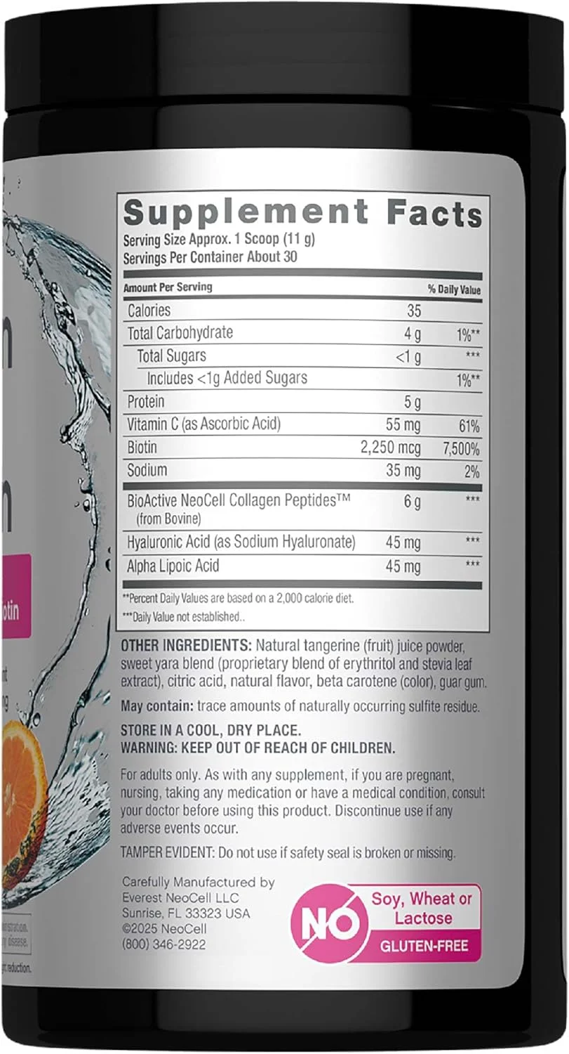 پودر کلاژن NeoCell با بیوتین، ویتامین C و اسید هیالورونیک، کلاژن نوع 1 و 3، تزریق زیبایی برای ترویج پوست زیبا، مو و ناخن سالم، بدون گلوتن، نارنگی، 330 گرم پودر کلاژن NeoCell با بیوتین، ویتامین C و اسید هیالورونیک، کلاژن نوع 1 و 3، تزریق زیبایی برای ترویج پوست زیبا، مو و ناخن سالم، بدون گلوتن، نارنگی، 330 گرم